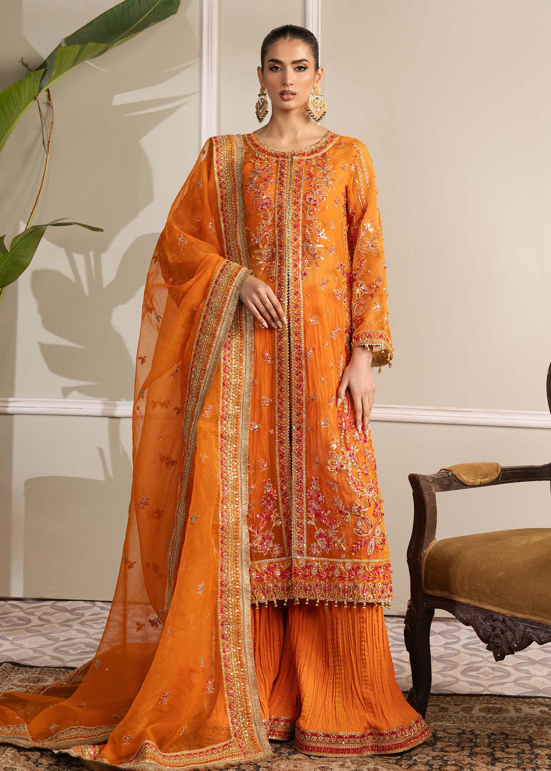 Dastoor | Airah Festive 25 | Elysium XS Orange Organza