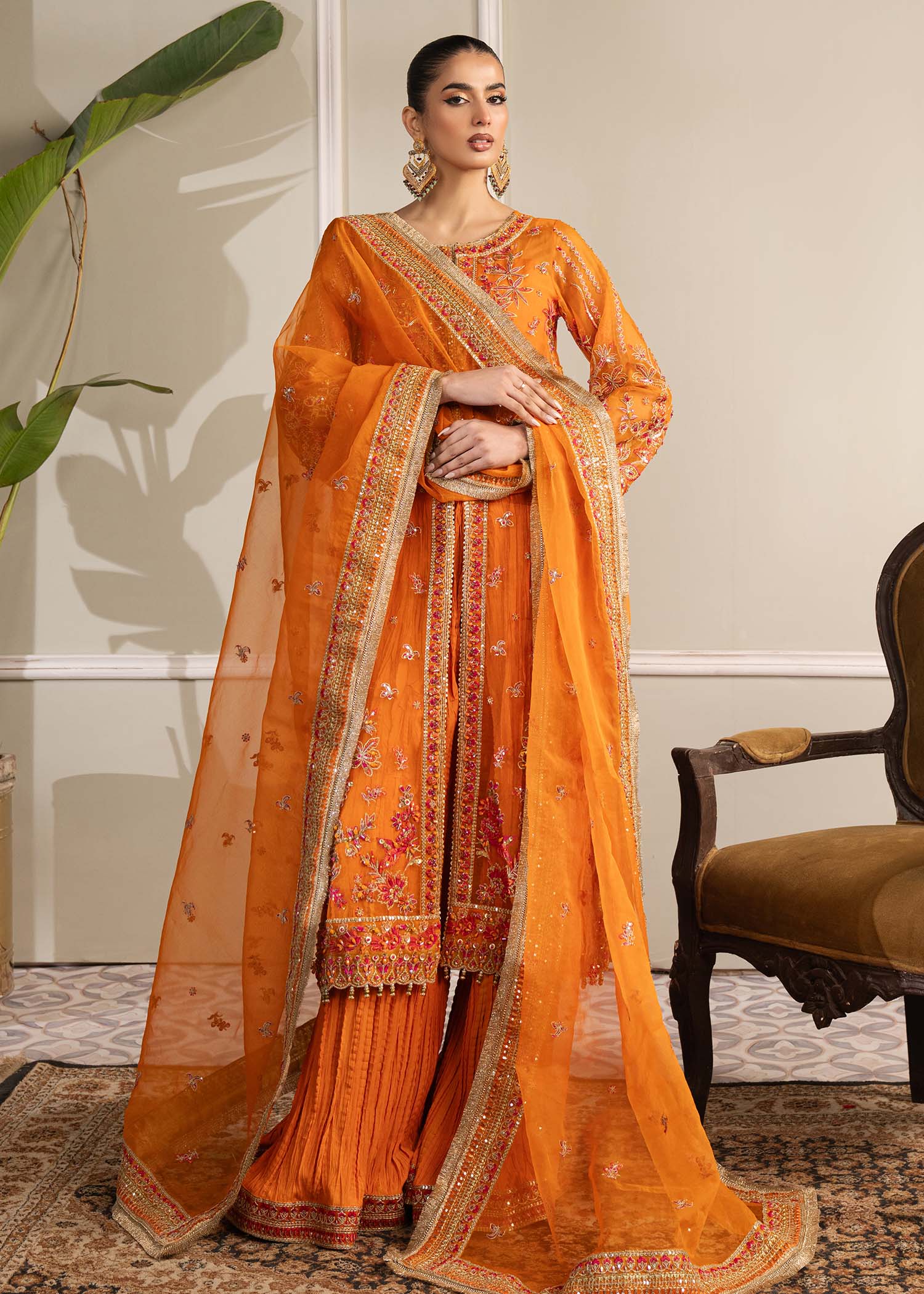 Dastoor | Airah Festive 25 | Elysium L Orange Organza