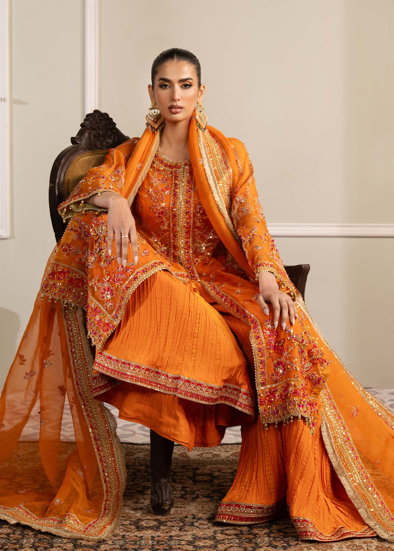 Dastoor | Airah Festive 25 | Elysium M Orange Organza