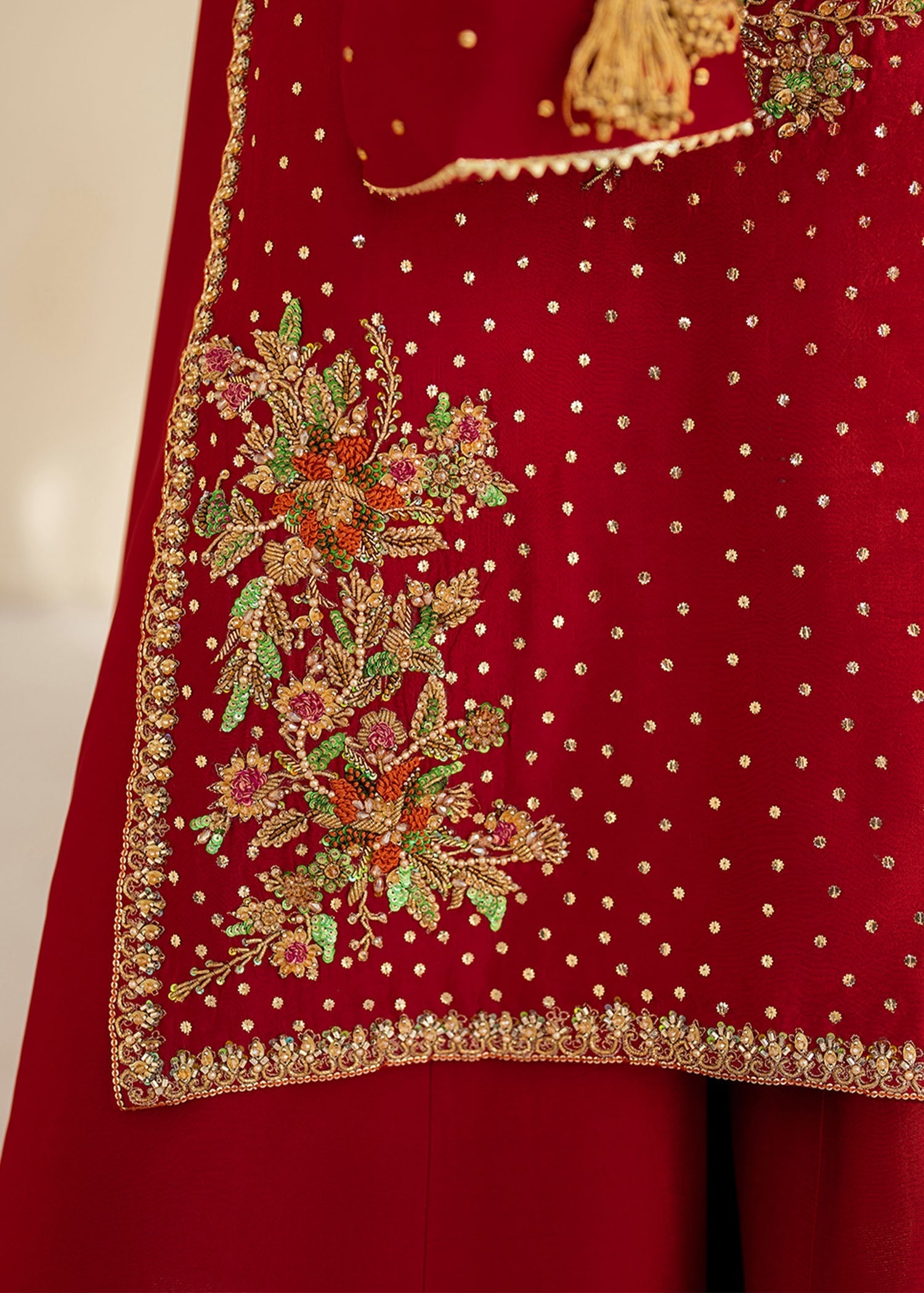 Dastoor | Maahi Luxury Pret 25 | Naira XL Red Tissue Silk