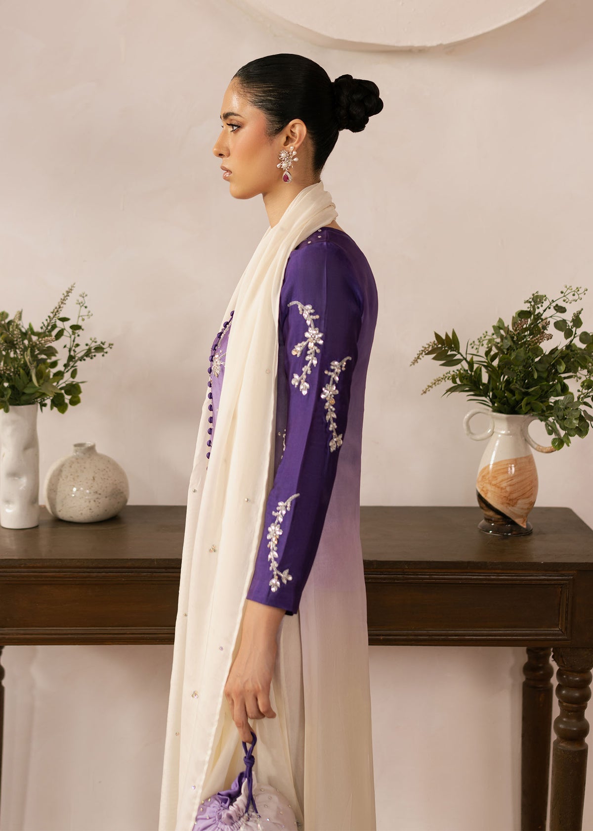 Dastoor | Rania Luxury Pret 25 | Purple Ombre M Omber Tissue Silk
