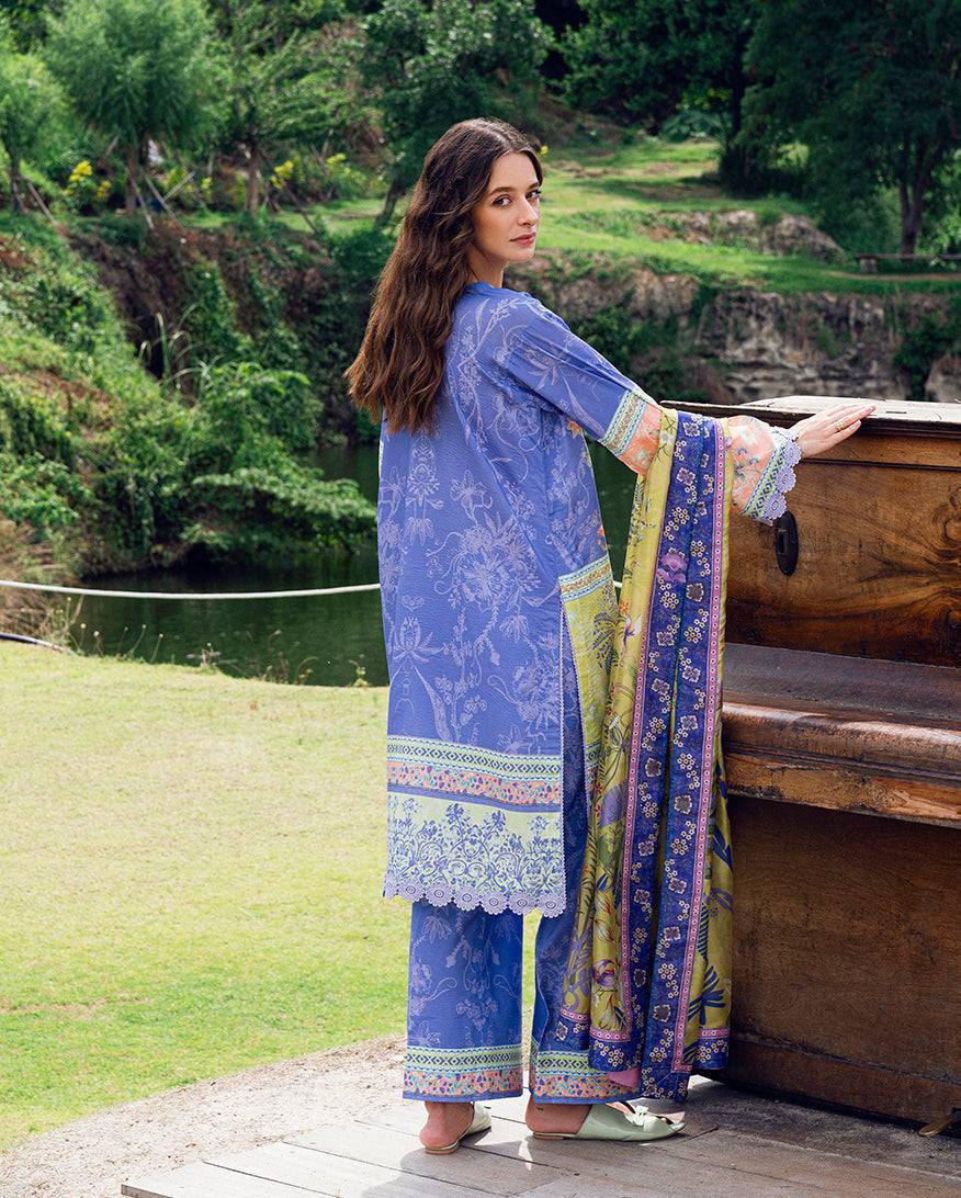 Roheenaz | Garden Veal Printed Lawn 25 | Inky Bloom - Pakistani Designer Dress - by Roheenaz | Type: Ladies Clothes - 100% Original at Saira Sultan