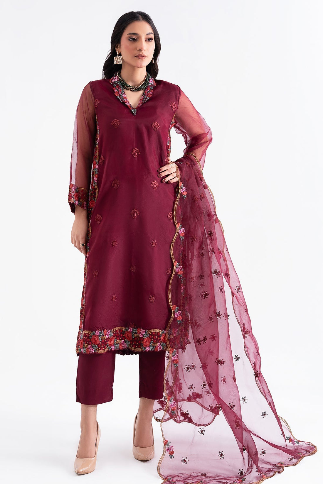 Charizma | Festive Pret | CMA-4-048 S Berry Organza