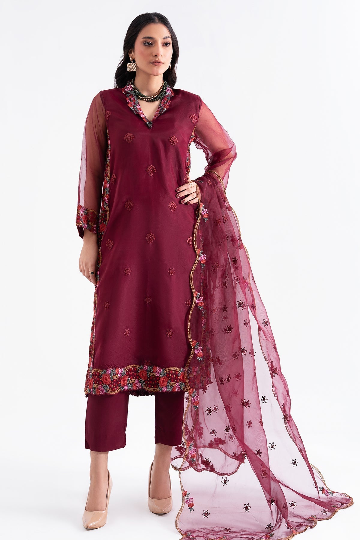 Charizma | Festive Pret | CMA-4-048 S Berry Organza