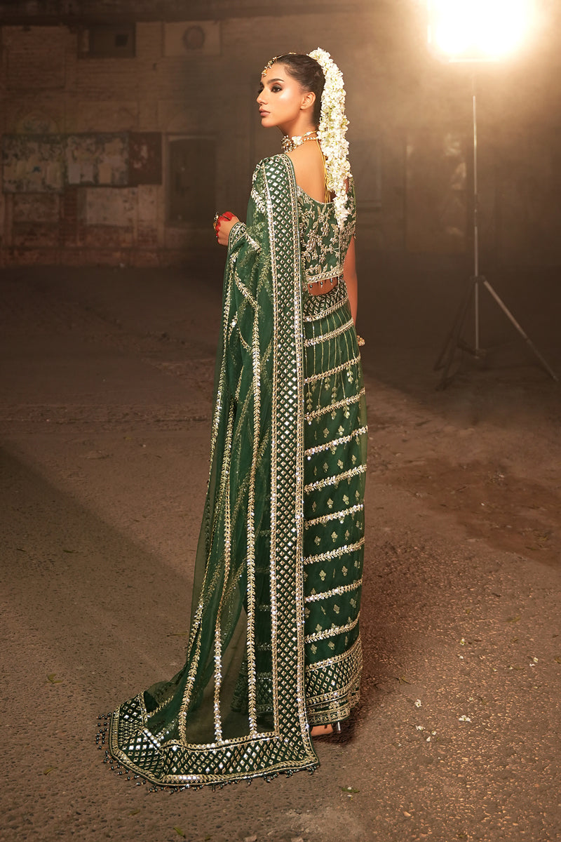 Maryams | Zeenat Luxury Formals | Soft Meadow - Z-03 XS Bottle Green Net