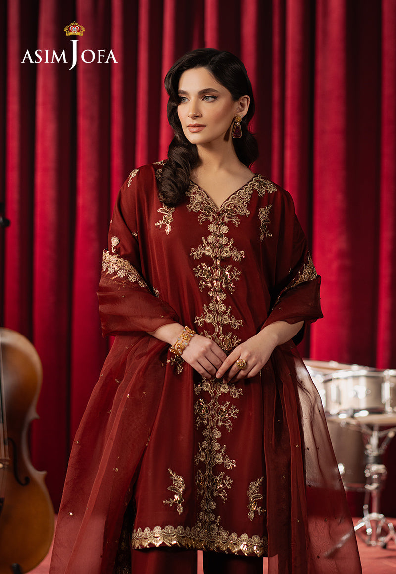 Asim Jofa | Premium Festive | AJPF-12 XL Rust Silk