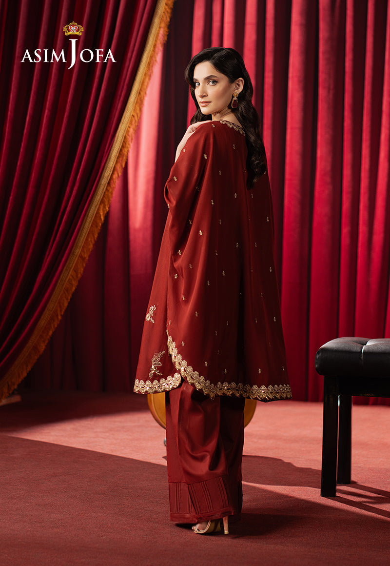 Asim Jofa | Premium Festive | AJPF-12 Custom Size Rust Silk