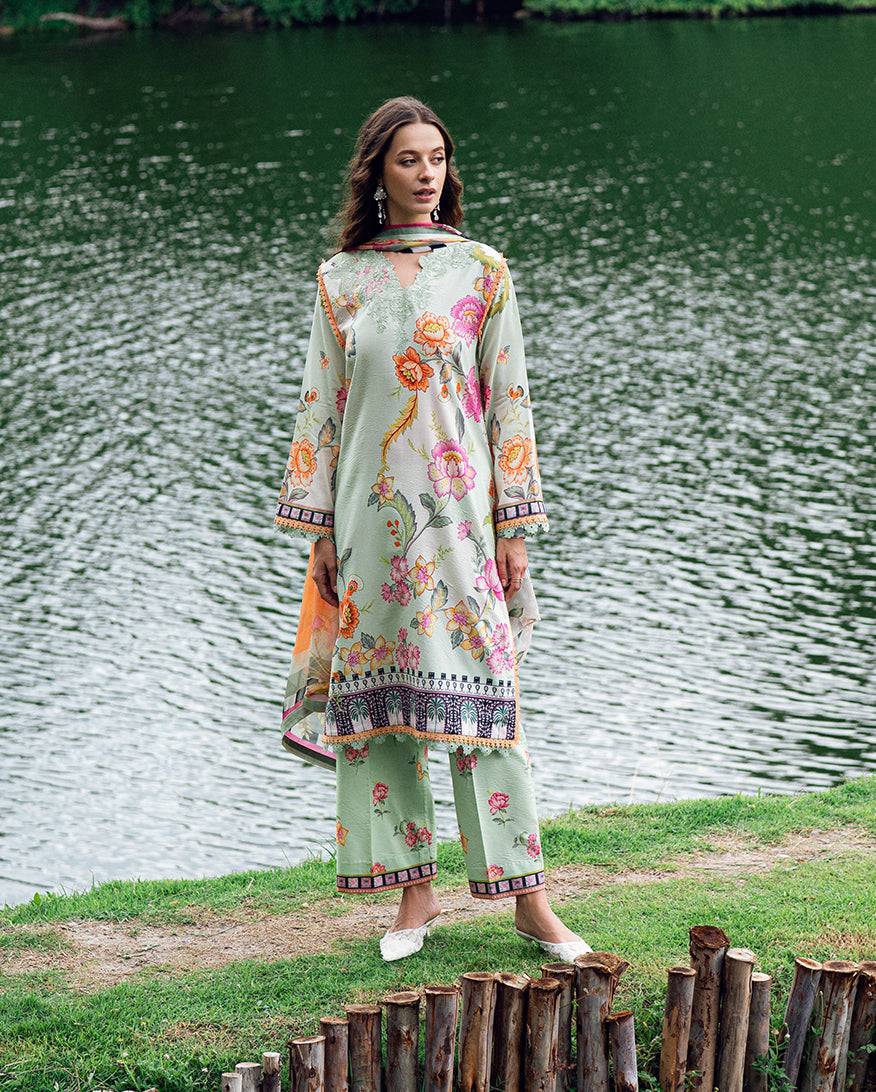Roheenaz | Garden Veal Printed Lawn 25 | Crimson Whisper - Pakistani Designer Dress - by Roheenaz | Type: Ladies Clothes - 100% Original at Saira Sultan