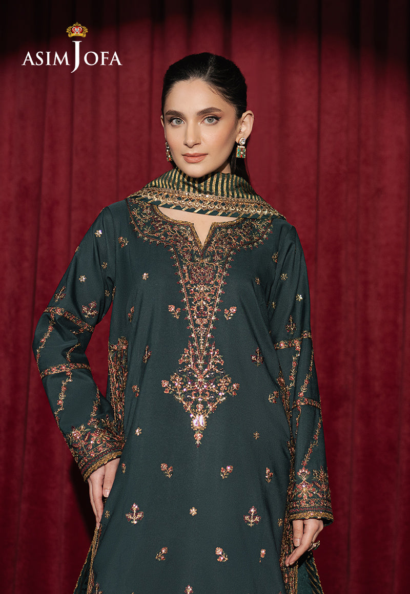 Asim Jofa | Premium Festive | AJPF-05 L Bottle Green Silk
