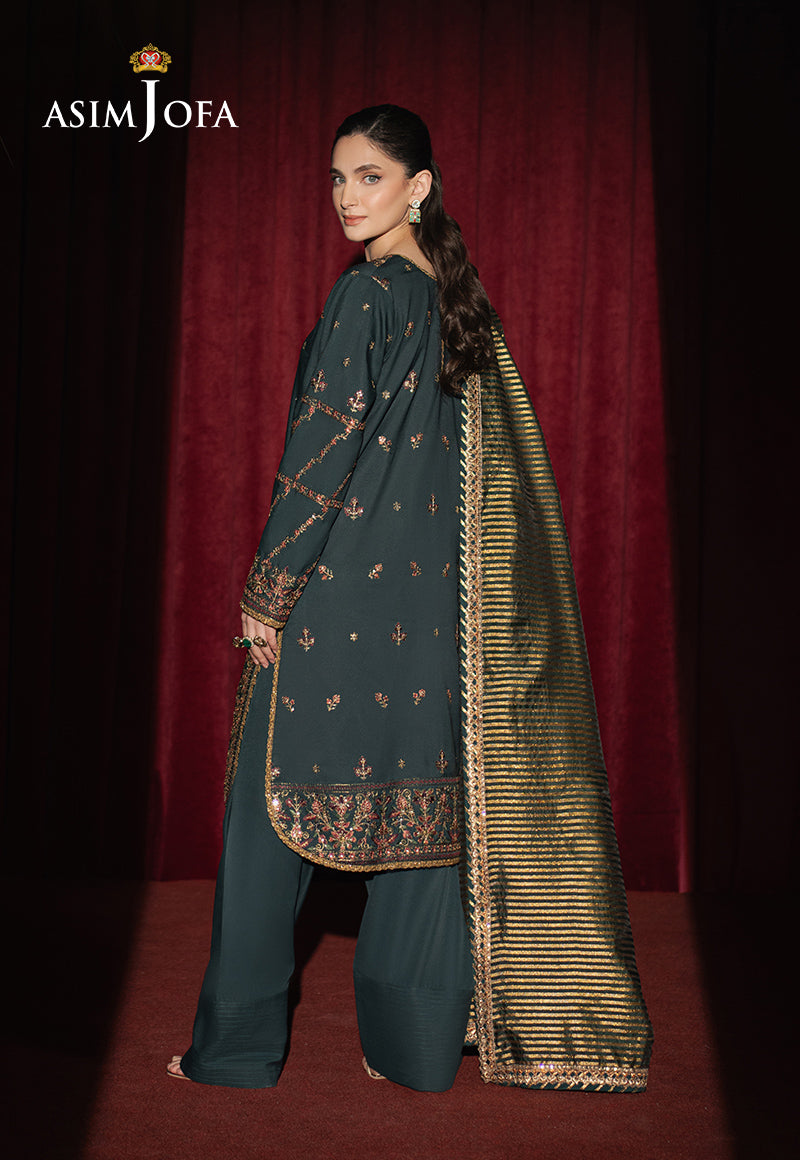 Asim Jofa | Premium Festive | AJPF-05 XS Bottle Green Silk