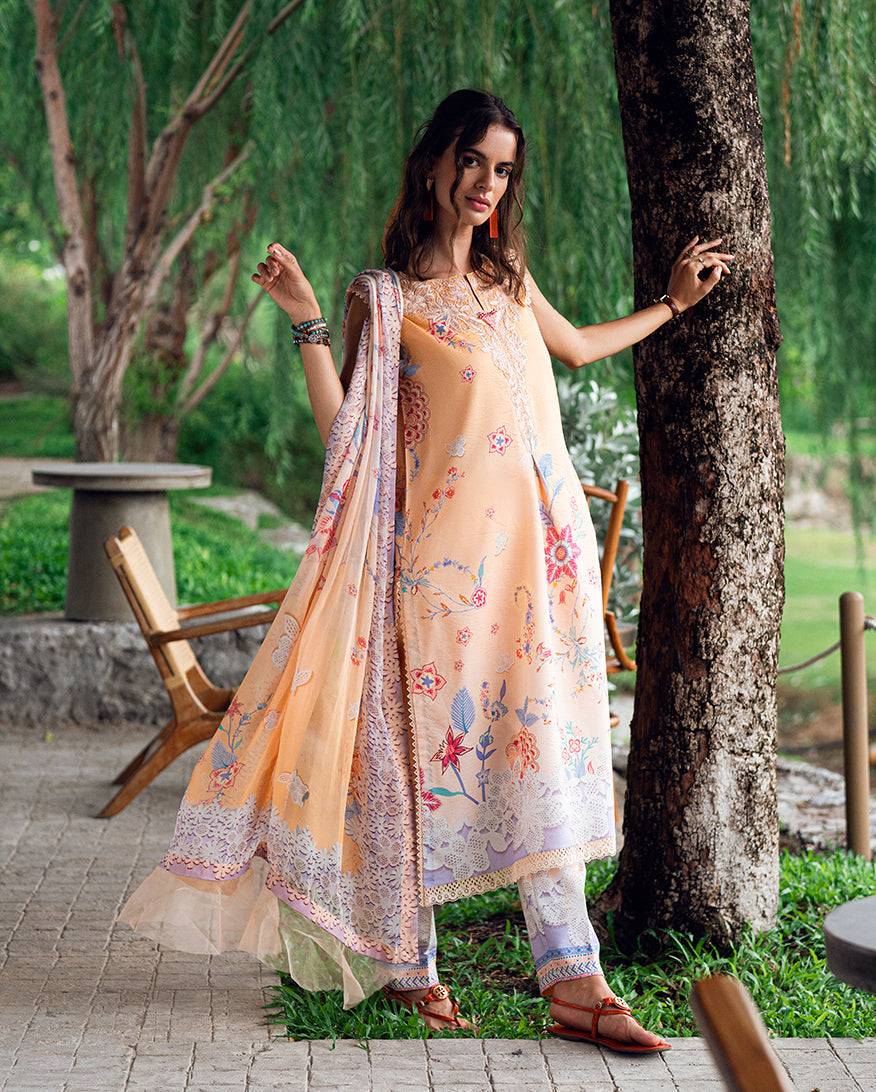 Roheenaz | Garden Veal Printed Lawn 25 | Coral Whim - Pakistani Designer Dress - by Roheenaz | Type: Ladies Clothes - 100% Original at Saira Sultan