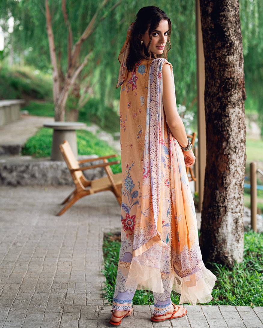 Roheenaz | Garden Veal Printed Lawn 25 | Coral Whim - Pakistani Designer Dress - by Roheenaz | Type: Ladies Clothes - 100% Original at Saira Sultan