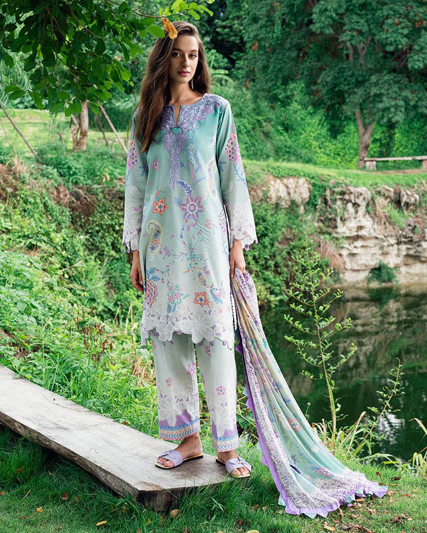 Roheenaz | Garden Veal Printed Lawn 25 | Jazmine Haze. - Pakistani Designer Dress - by Roheenaz | Type: Ladies Clothes - 100% Original at Saira Sultan
