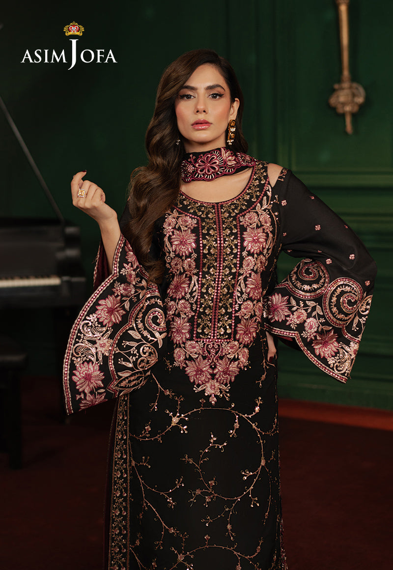 Asim Jofa | Premium Festive | AJPF-19 Custom Size Black Silk