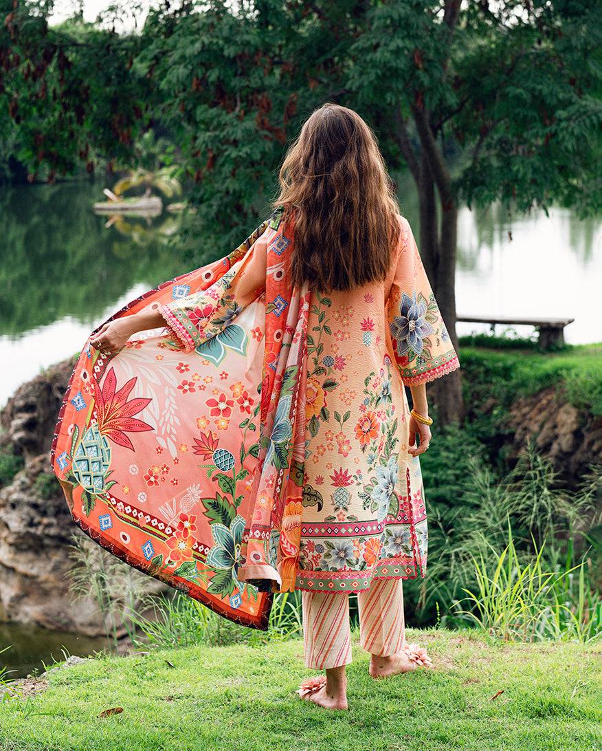 Roheenaz | Garden Veal Printed Lawn 25 | Petal Glaze - Pakistani Designer Dress - by Roheenaz | Type: Ladies Clothes - 100% Original at Saira Sultan