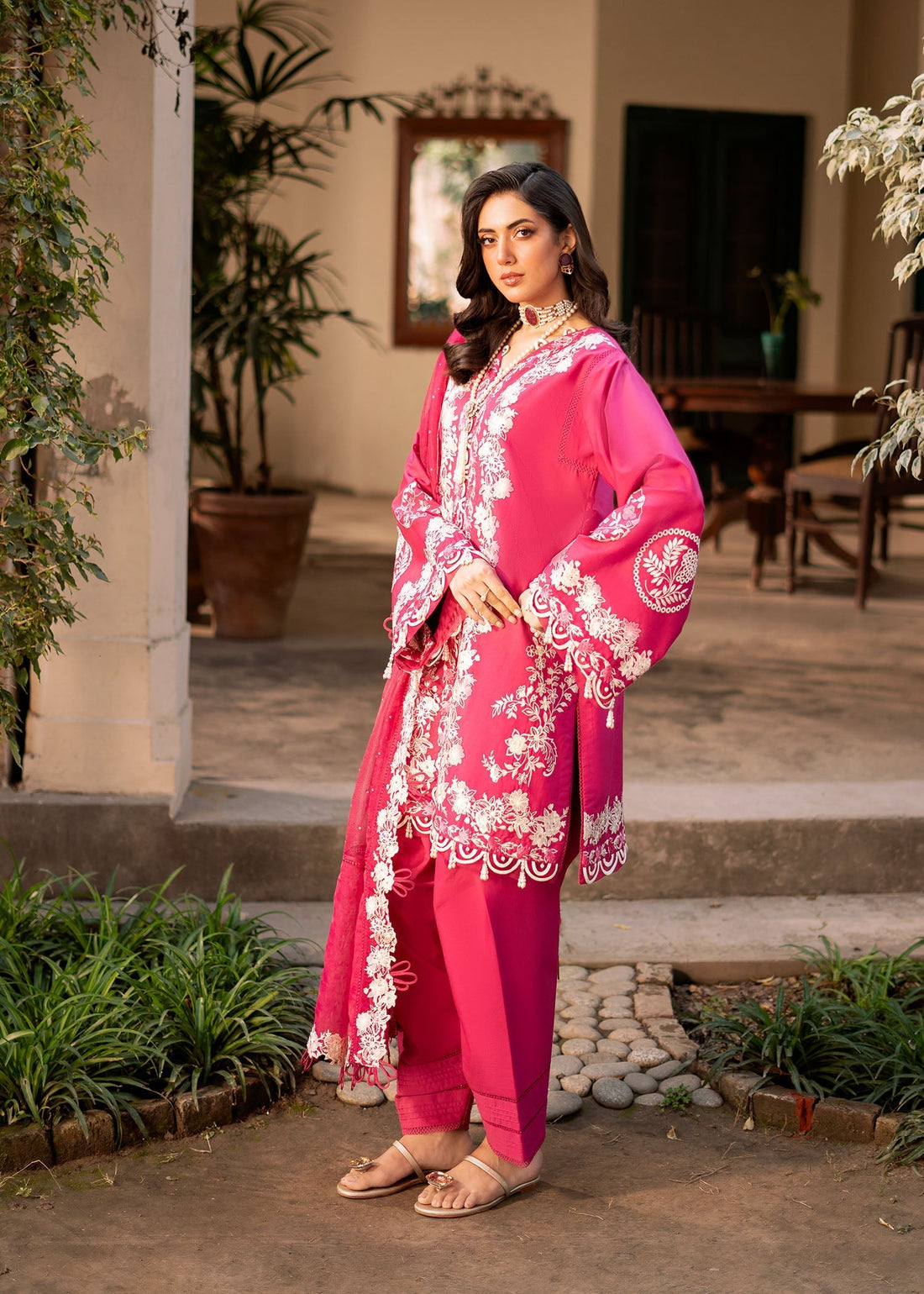 Fozia Khalid | Blossom Festive Lawn 25 | Peonies XS Candy Pink Lawn