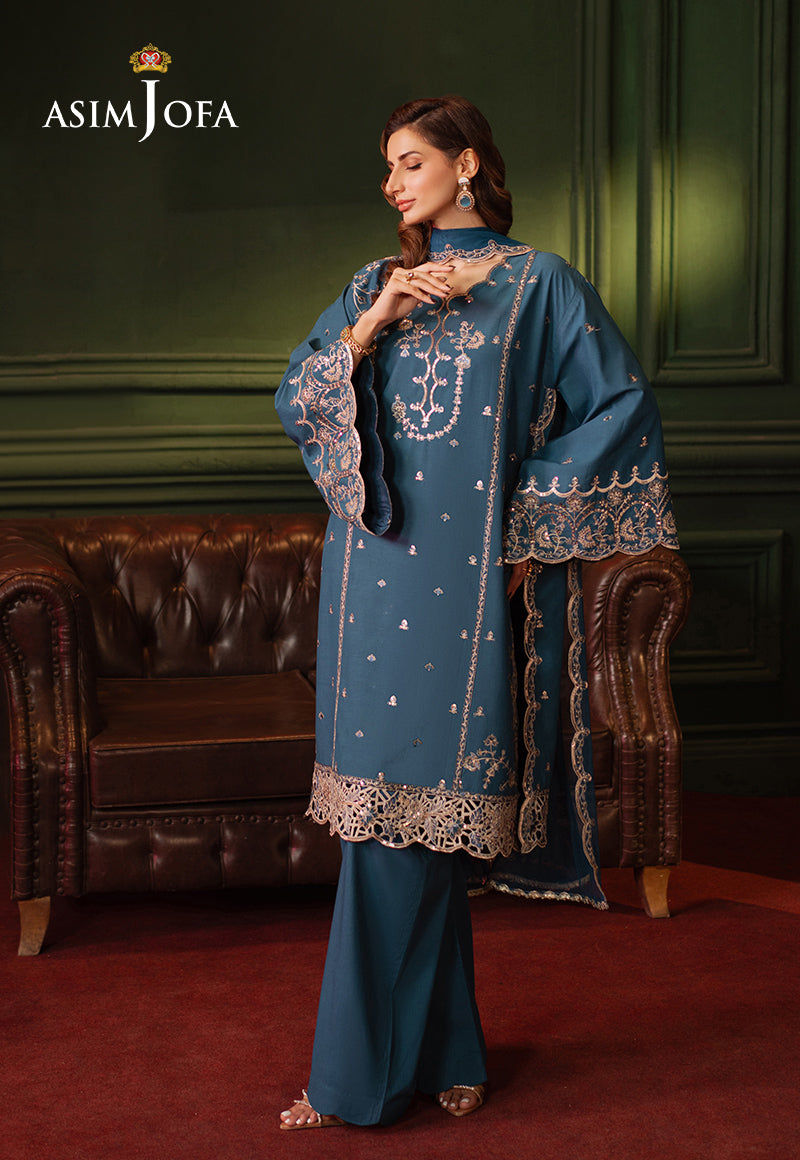 Asim Jofa | Premium Festive | AJPF-10 L Blue Silk
