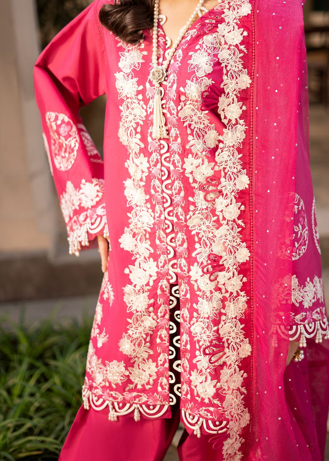 Fozia Khalid | Blossom Festive Lawn 25 | Peonies XS Candy Pink Lawn