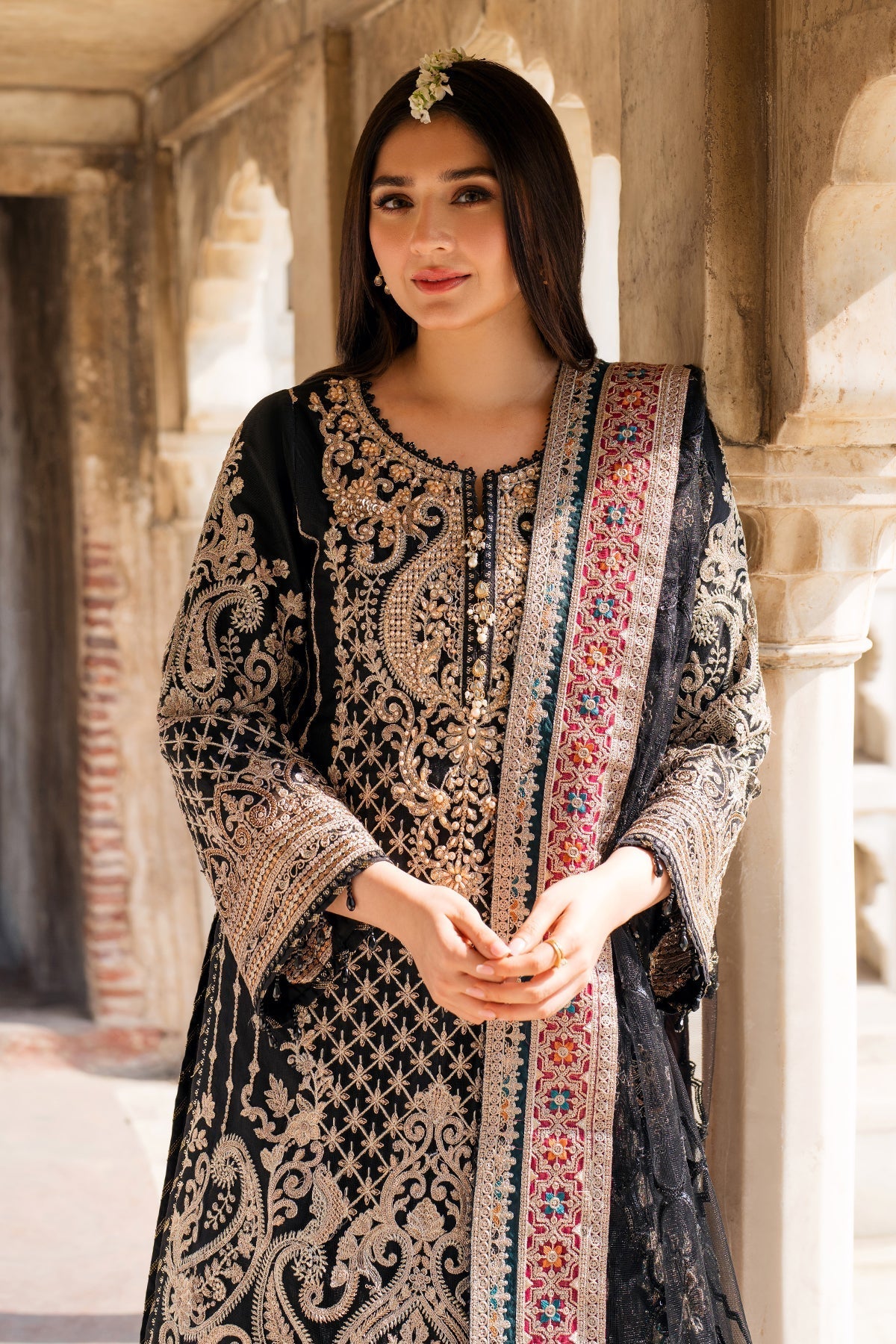 Imrozia Premium | Meeras Luxury Eid 25 | I-222 AQIQ XL Black Organza