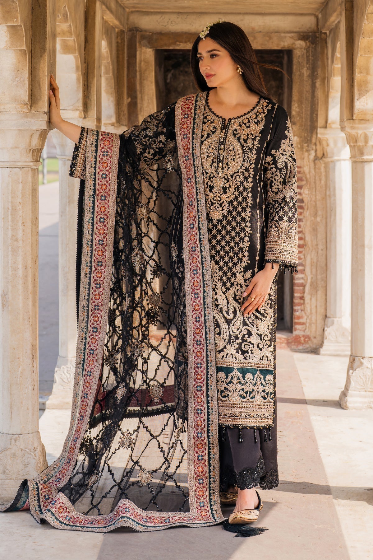 Imrozia Premium | Meeras Luxury Eid 25 | I-222 AQIQ S Black Organza