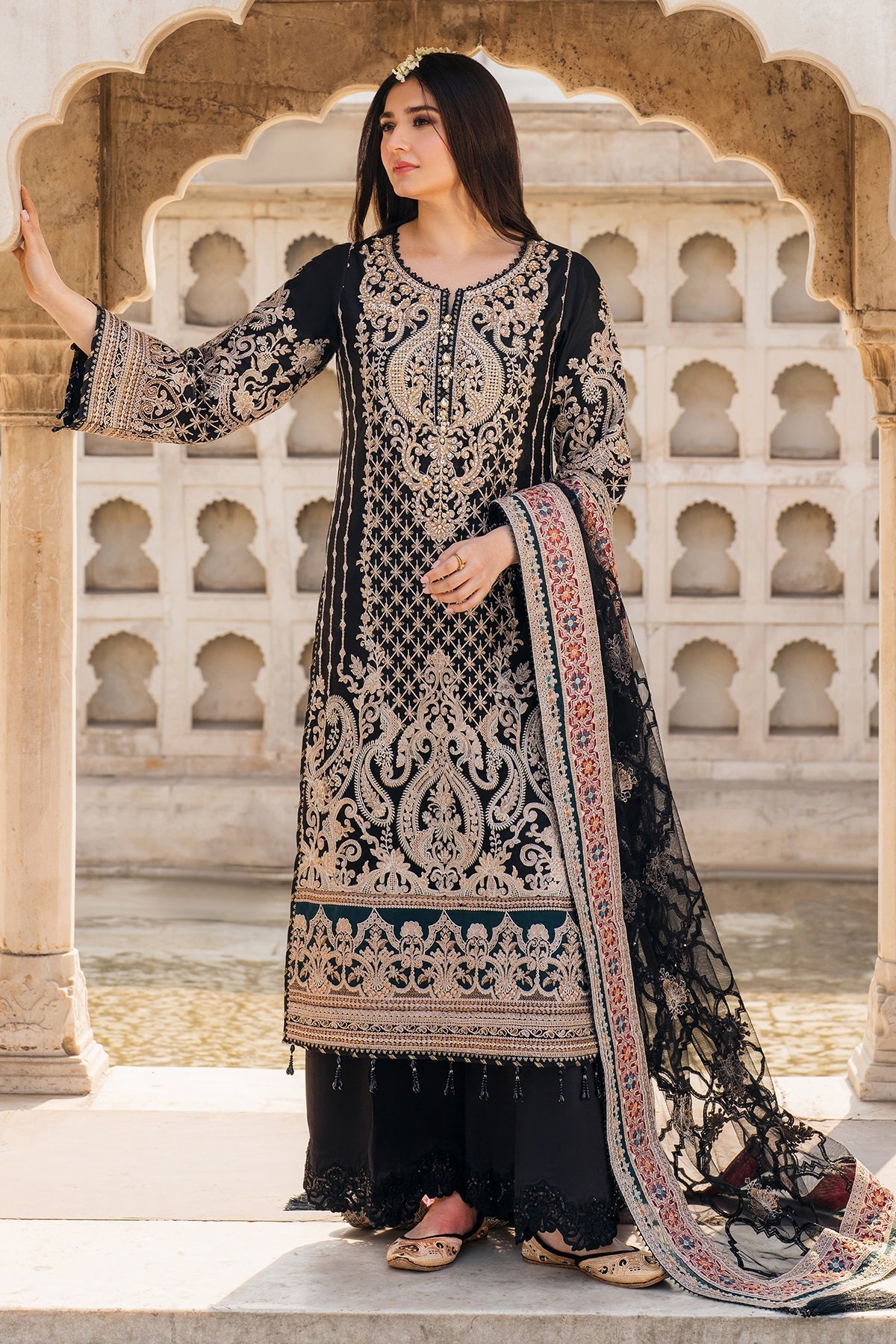Imrozia Premium | Meeras Luxury Eid 25 | I-222 AQIQ XS Black Organza