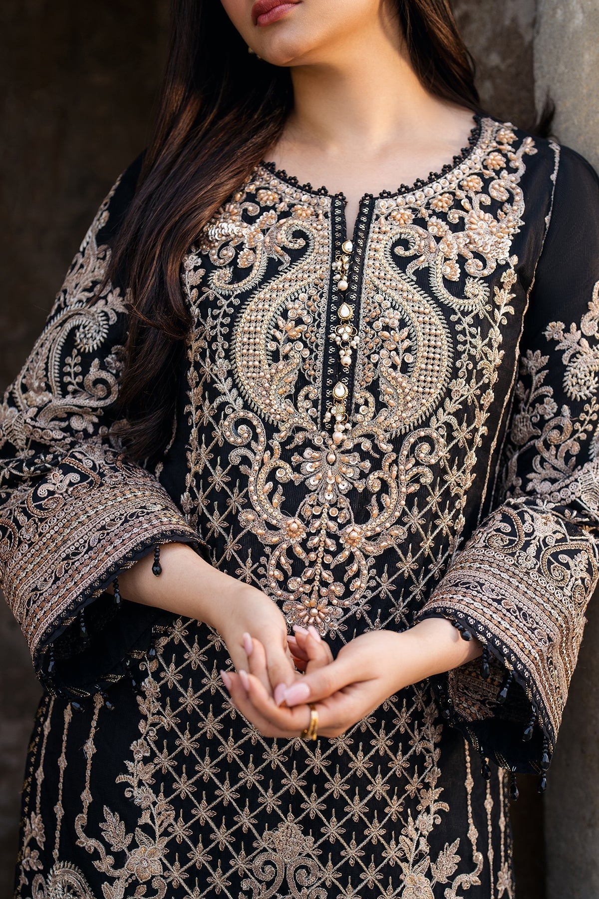 Imrozia Premium | Meeras Luxury Eid 25 | I-222 AQIQ M Black Organza