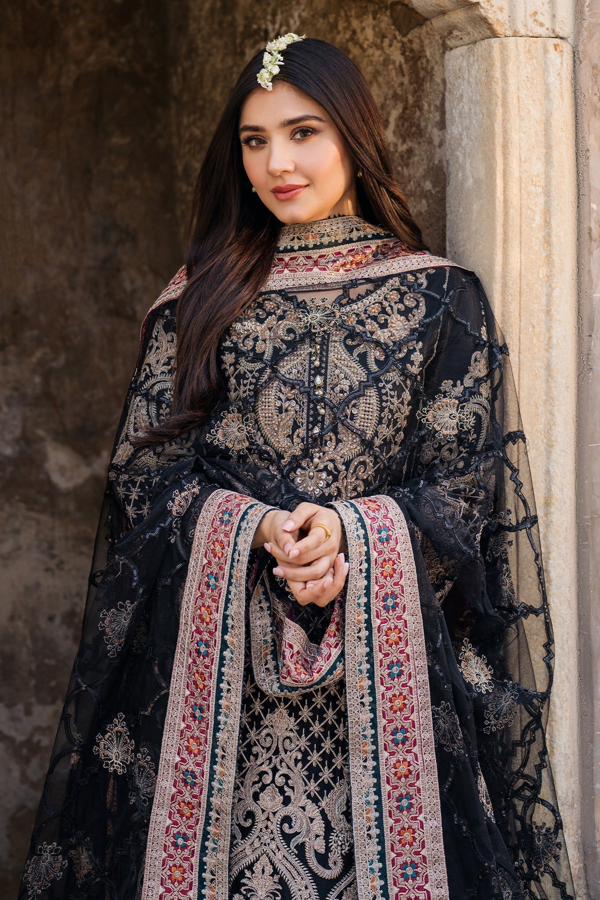 Imrozia Premium | Meeras Luxury Eid 25 | I-222 AQIQ L Black Organza