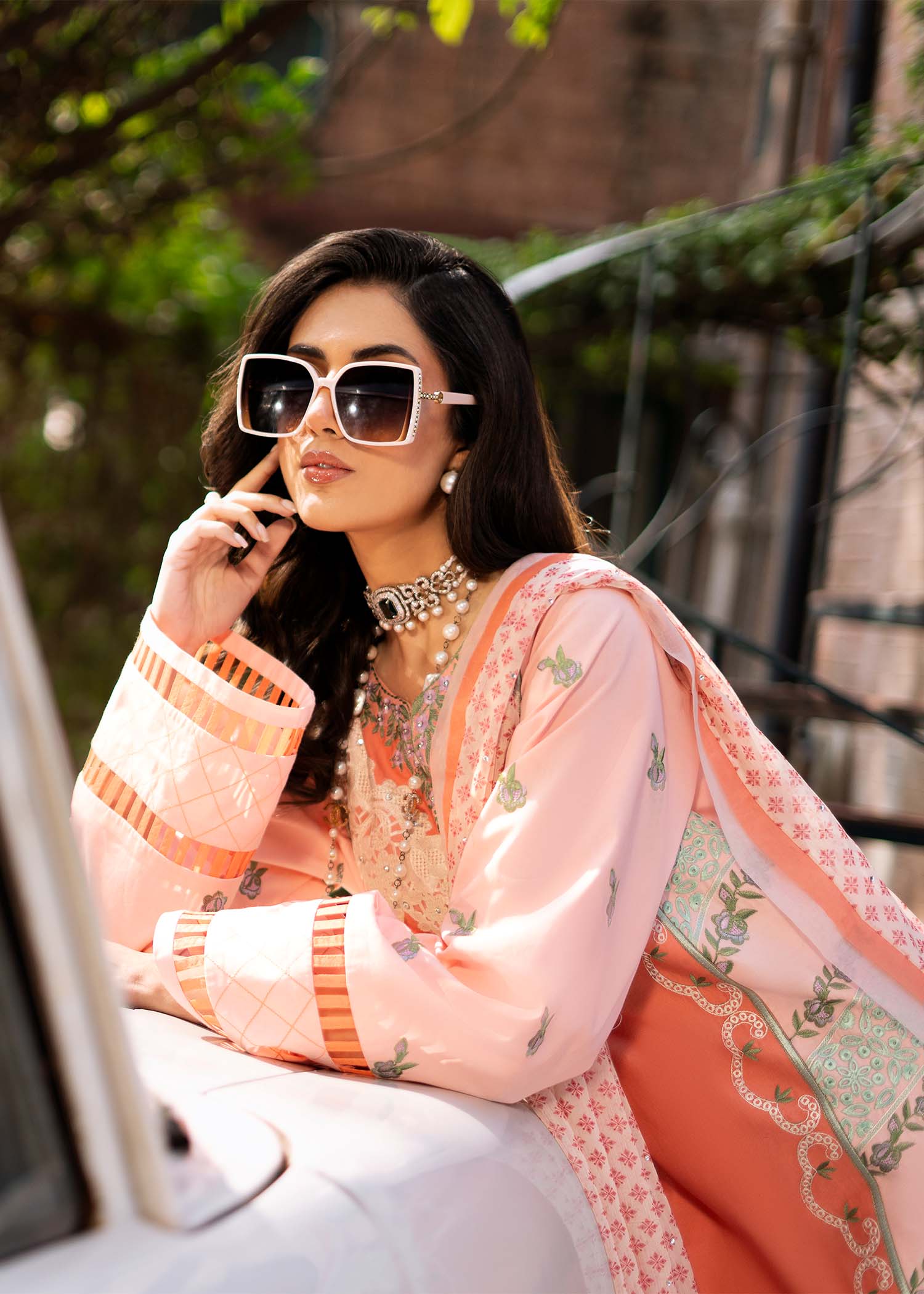 Fozia Khalid | Blossom Festive Lawn 25 | Zinnia L Peach Pink Lawn