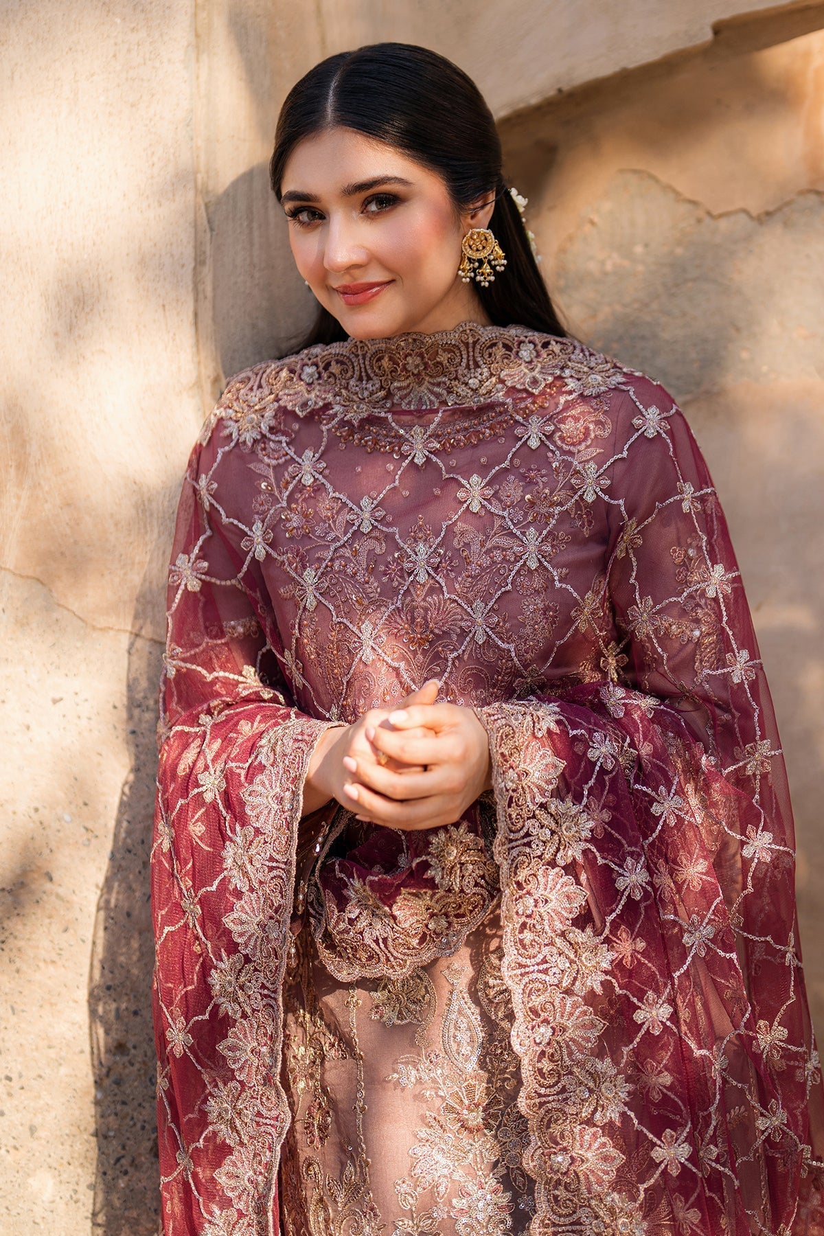 Imrozia Premium | Meeras Luxury Eid 25 | I-220 ZOHRA L Brownish Pink Organza