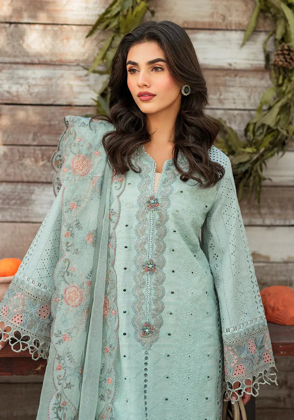 Zarqash | Belle Ame 24 | BL 009 BLEU VERT - Pakistani Designer Dress - by Zarqash | Type: Luxury - 100% Original at Saira Sultan