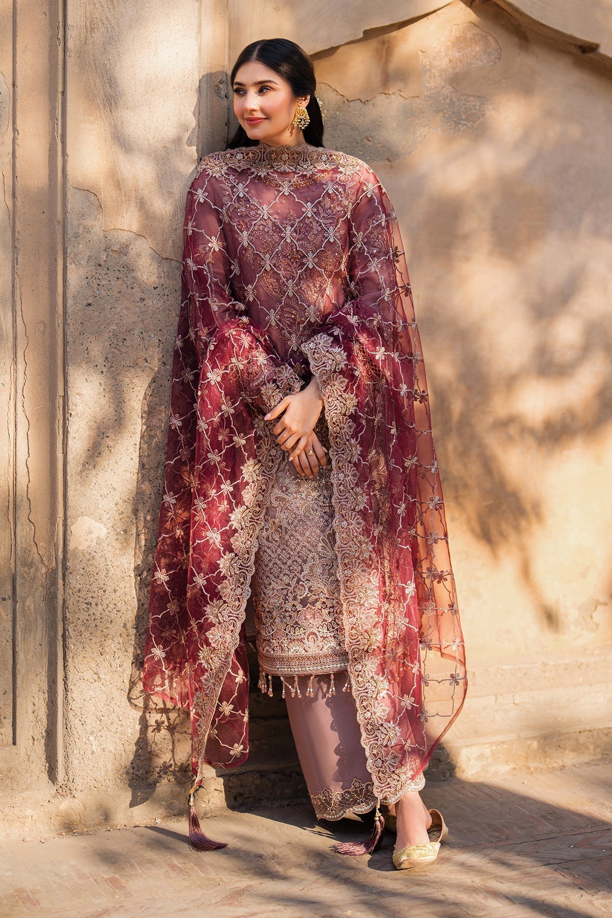 Imrozia Premium | Meeras Luxury Eid 25 | I-220 ZOHRA XL Brownish Pink Organza