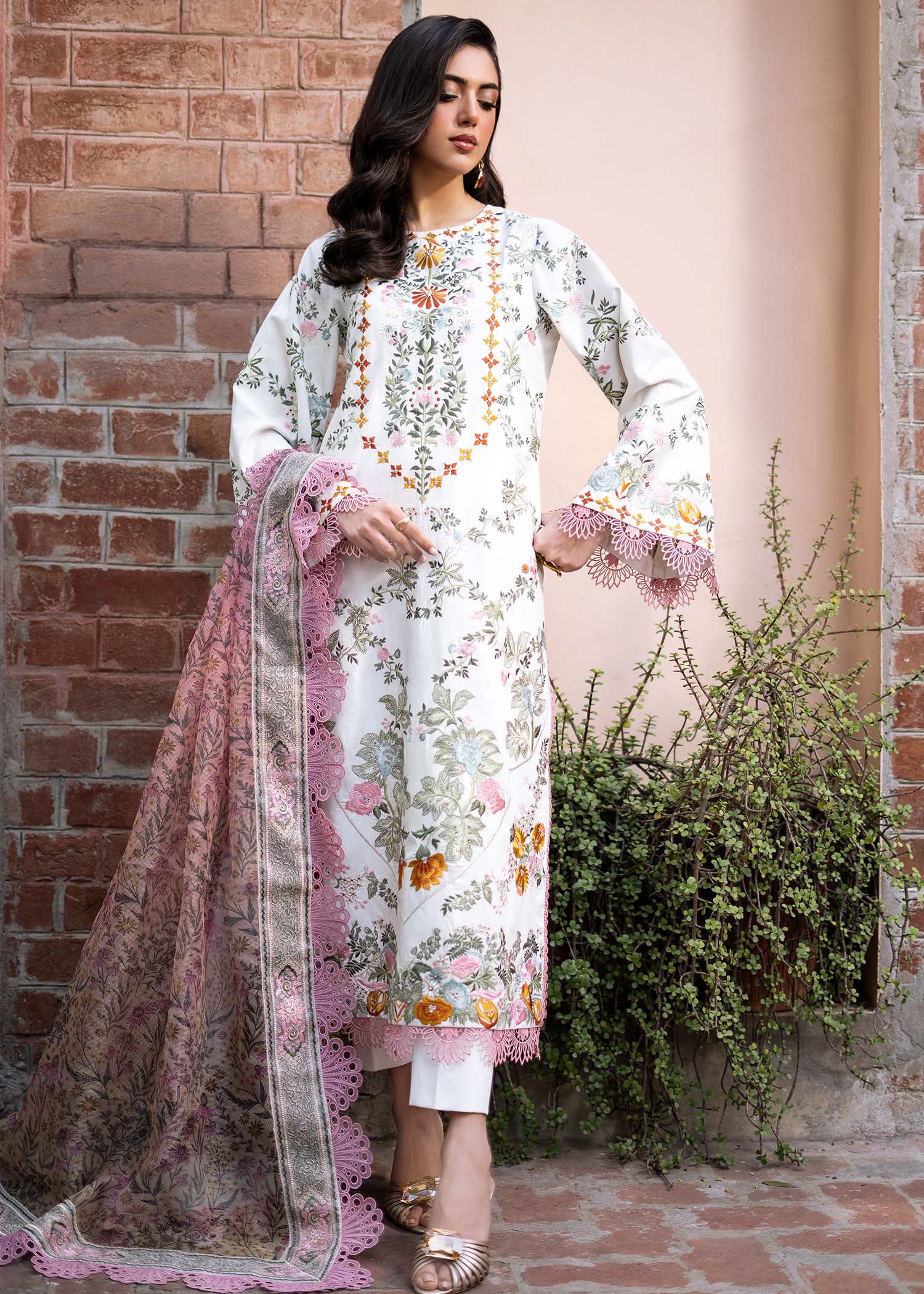 Fozia Khalid | Blossom Festive Lawn 25 | Lilly M Ivory Lawn