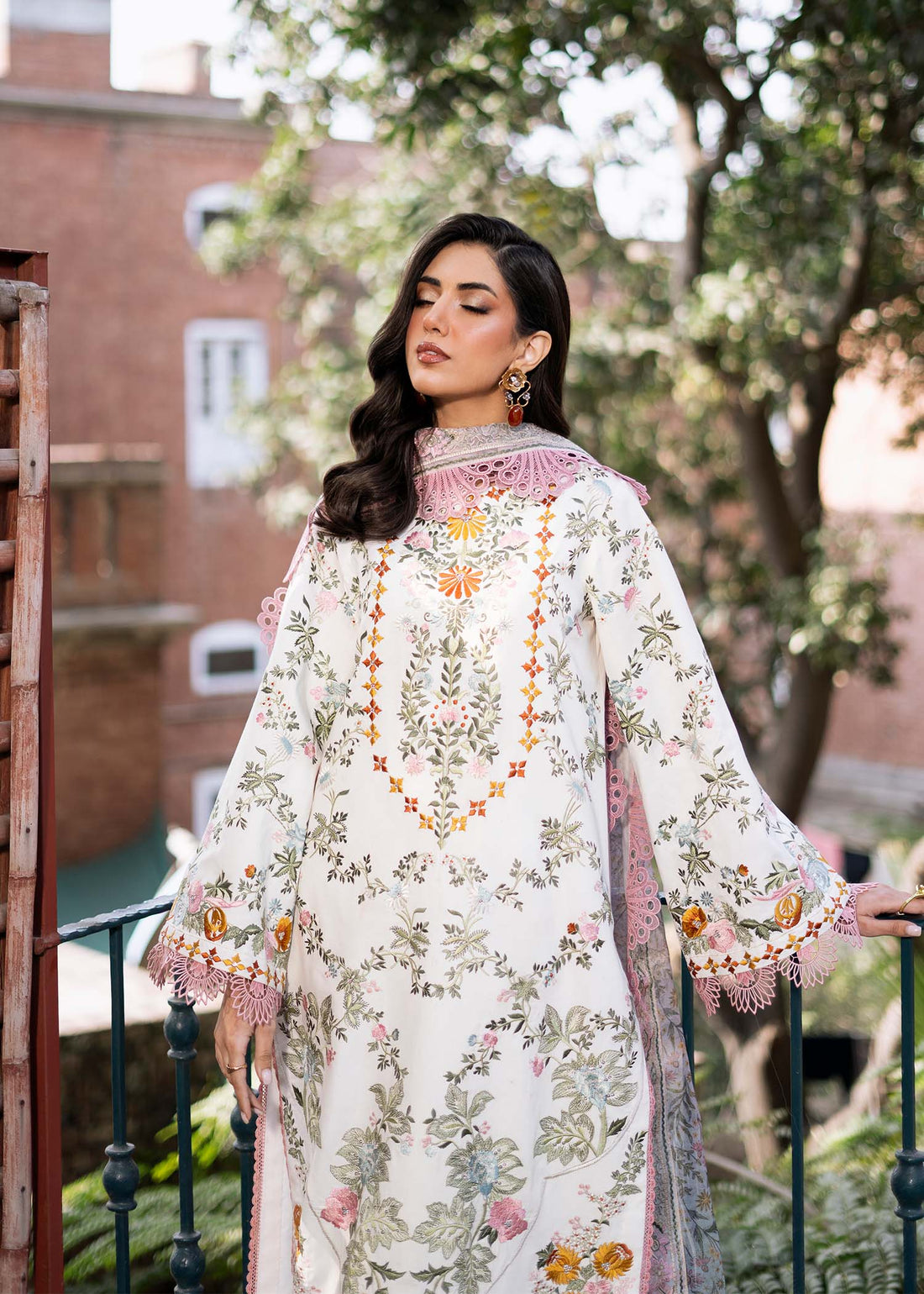 Fozia Khalid | Blossom Festive Lawn 25 | Lilly XS Ivory Lawn