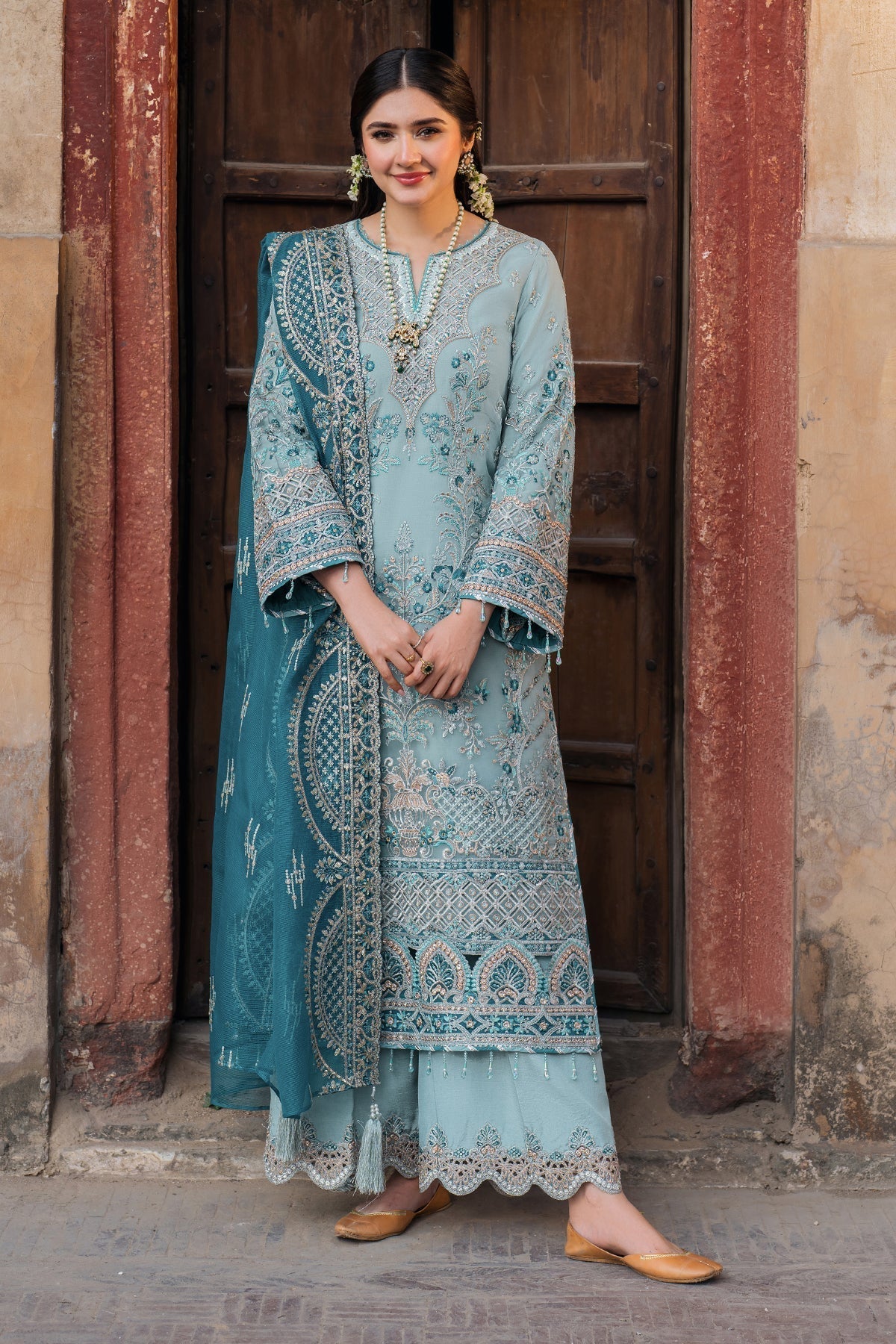 Imrozia Premium | Meeras Luxury Eid 25 | I-225 FEROZA XS Light Blue Organza