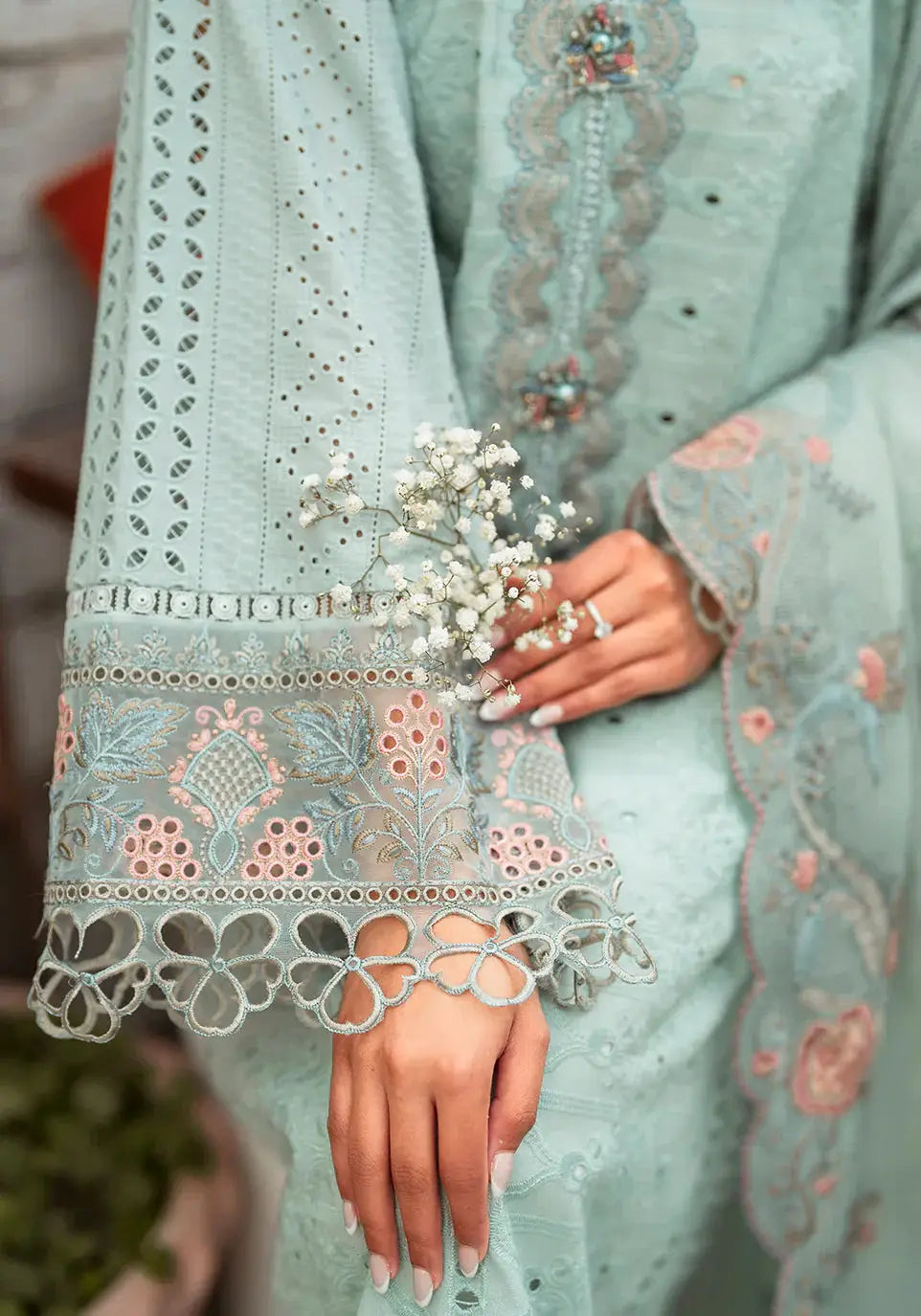 Zarqash | Belle Ame 24 | BL 009 BLEU VERT - Pakistani Designer Dress - by Zarqash | Type: Luxury - 100% Original at Saira Sultan