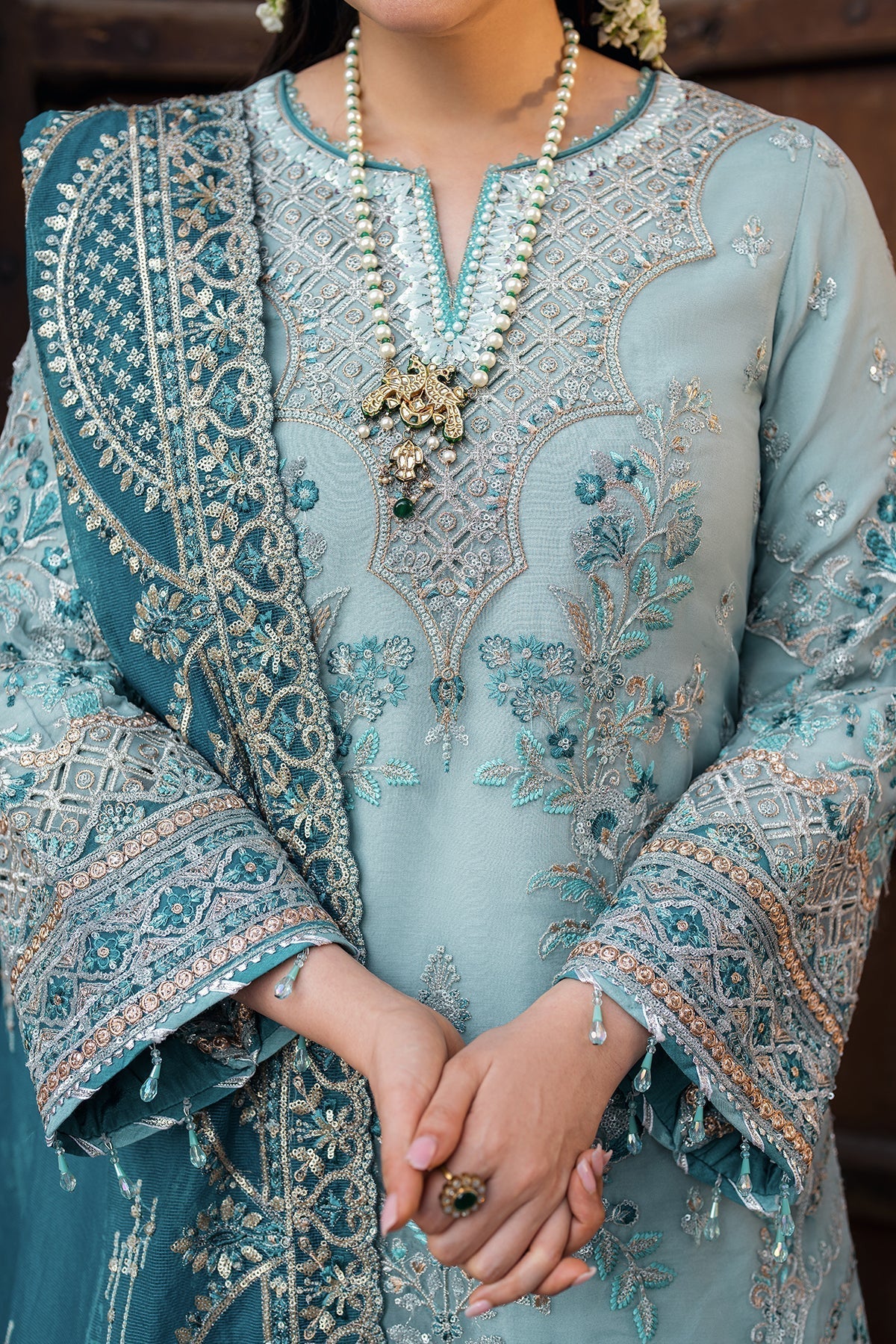 Imrozia Premium | Meeras Luxury Eid 25 | I-225 FEROZA M Light Blue Organza