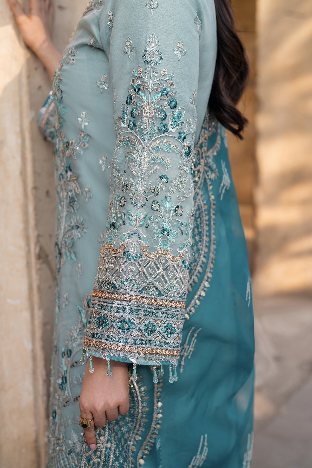 Imrozia Premium | Meeras Luxury Eid 25 | I-225 FEROZA XL Light Blue Organza