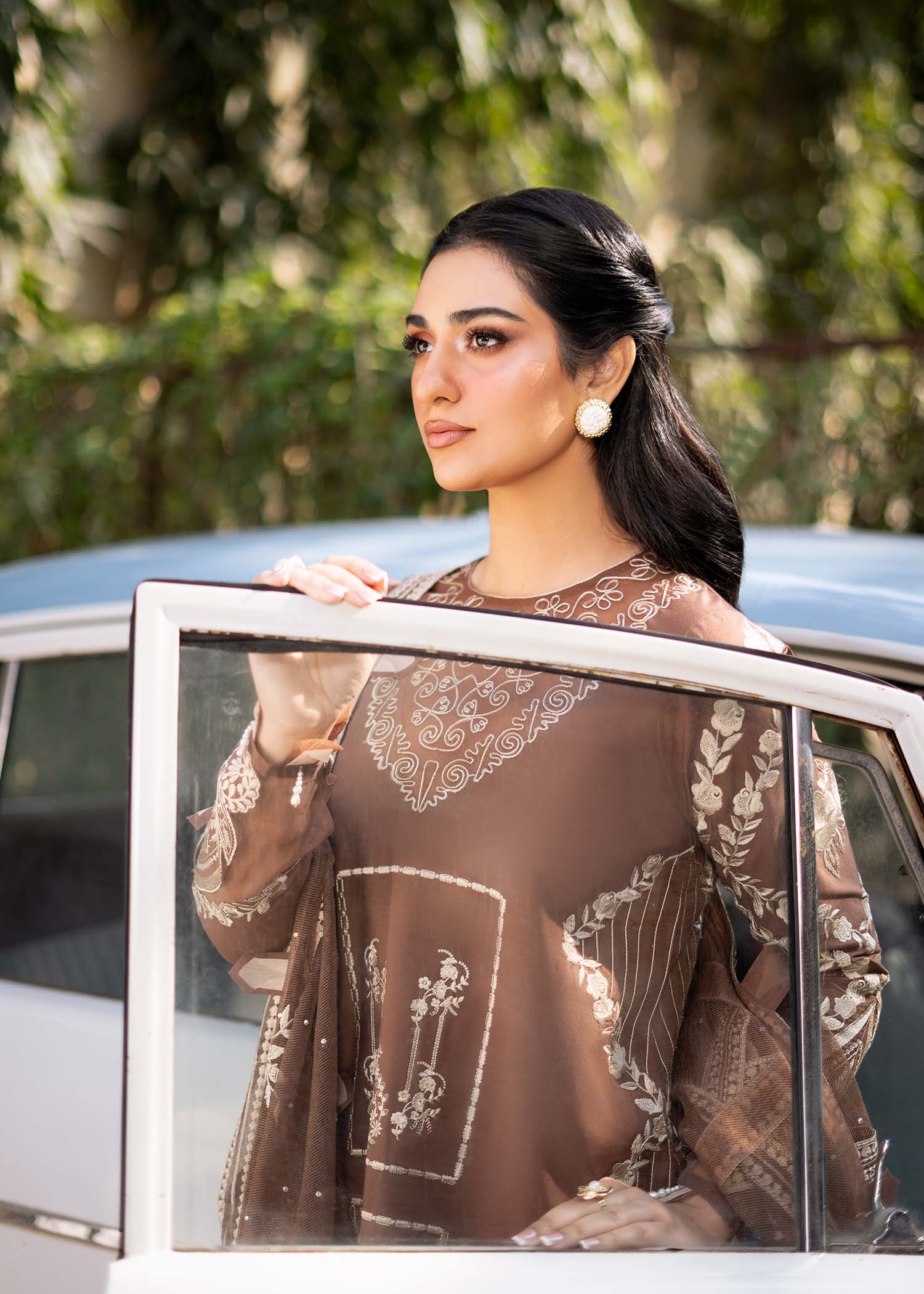 Fozia Khalid | Blossom Festive Lawn 25 | Spirea L Mustard Brown Lawn