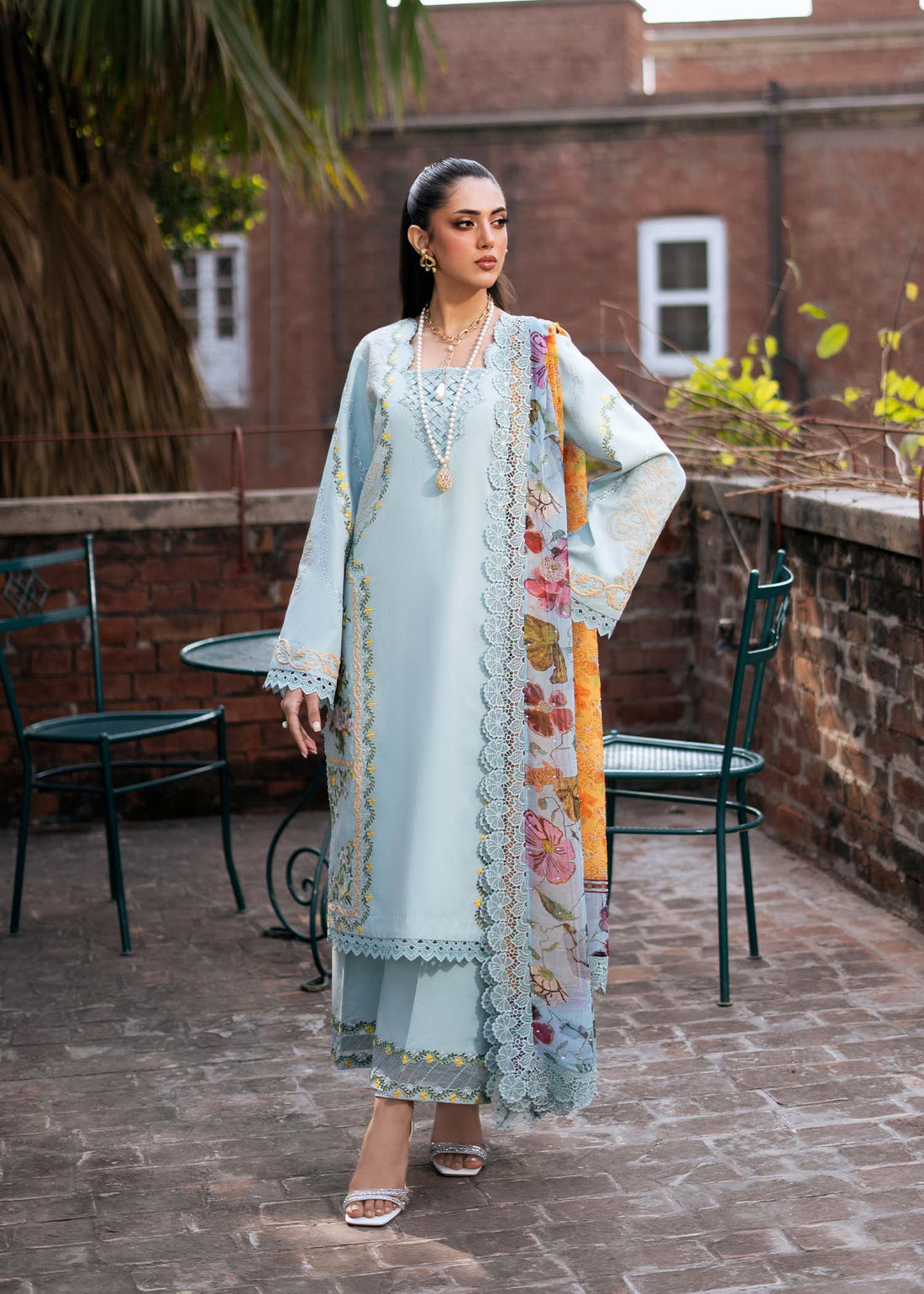 Fozia Khalid | Blossom Festive Lawn 25 |Freesia XS Light Blue Lawn