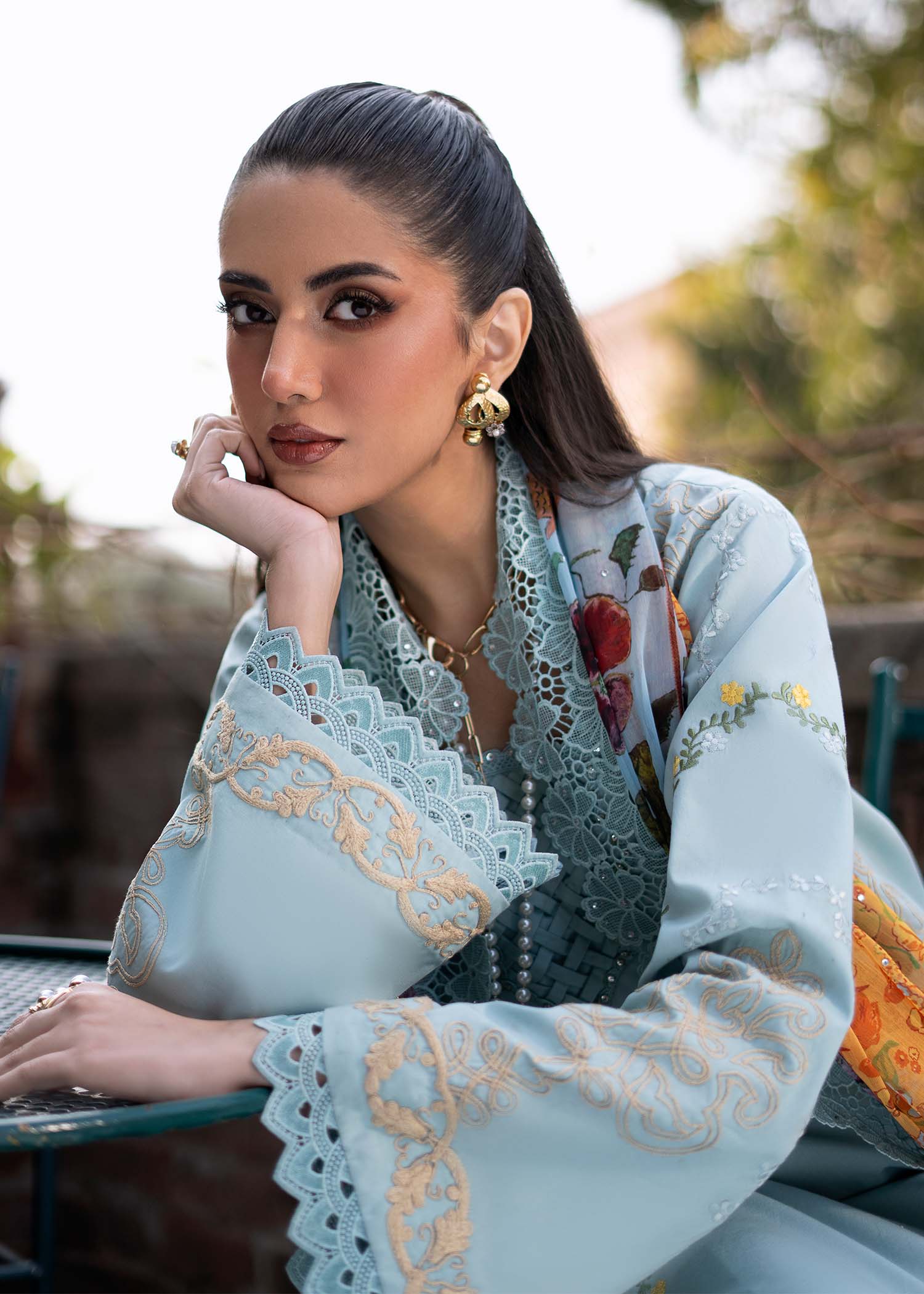 Fozia Khalid | Blossom Festive Lawn 25 |Freesia L Light Blue Lawn