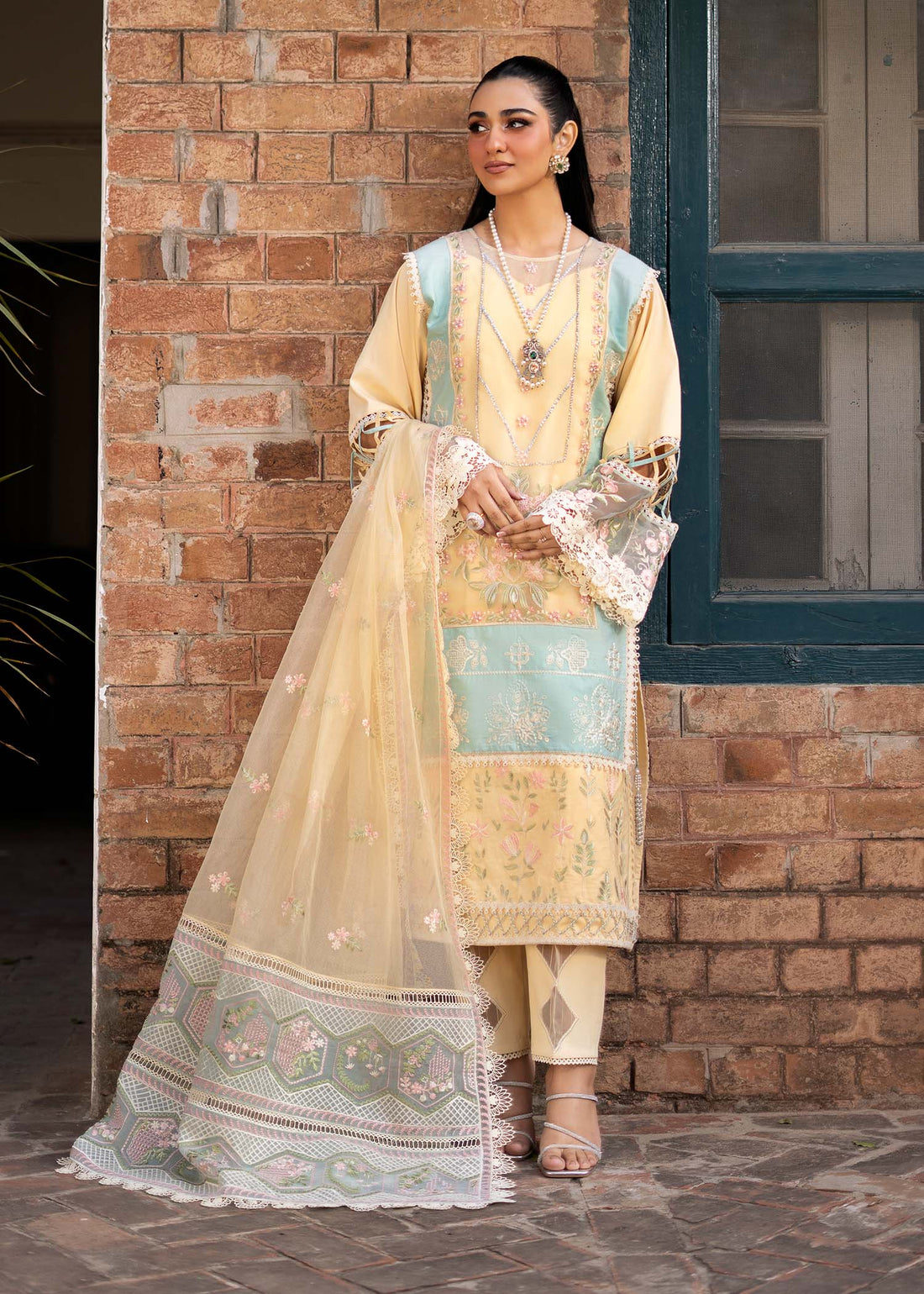 Fozia Khalid | Blossom Festive Lawn 25 | Primrose XS Pastel Yellow Lawn