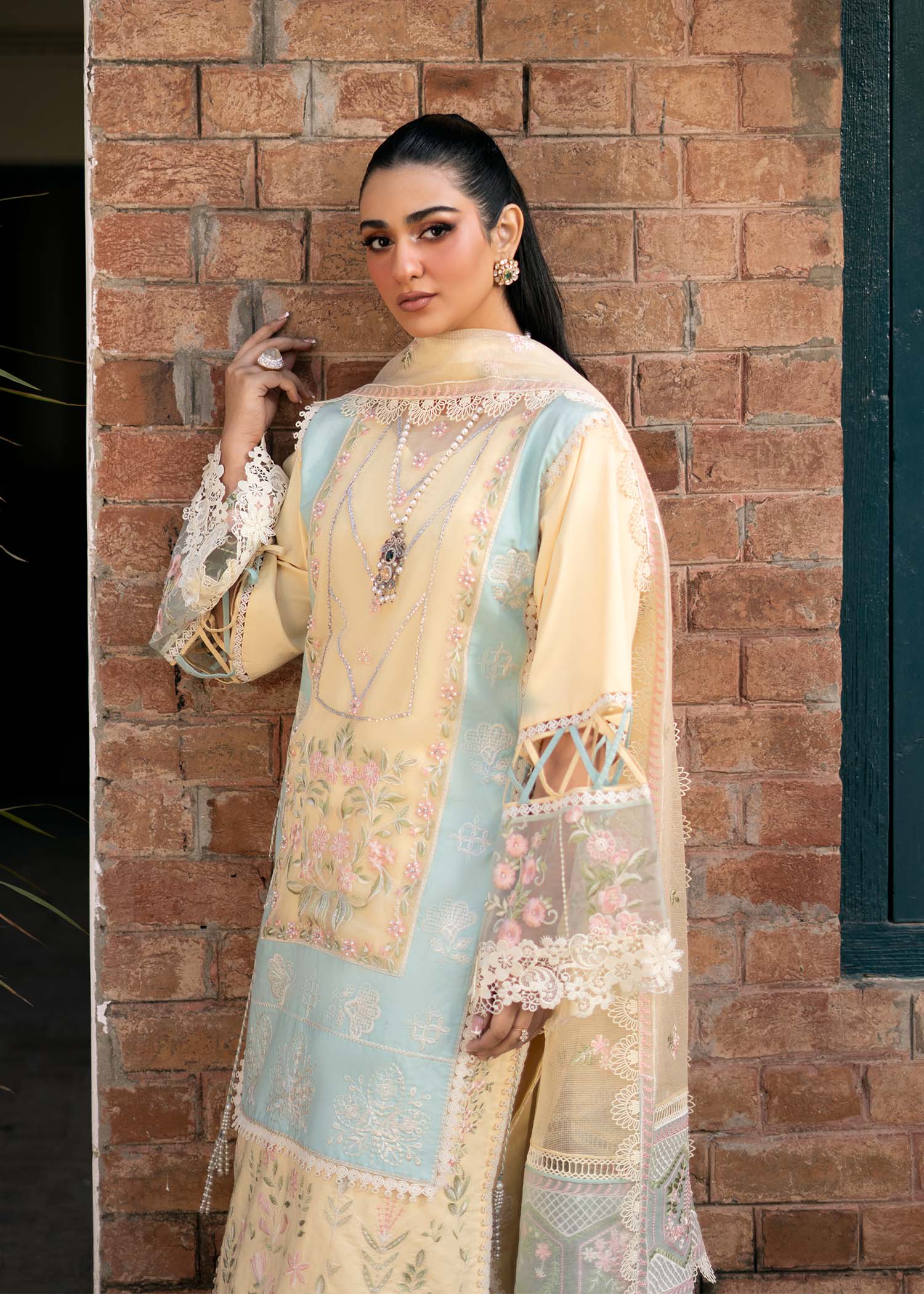 Fozia Khalid | Blossom Festive Lawn 25 | Primrose M Pastel Yellow Lawn