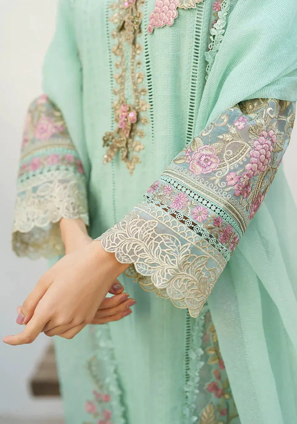 Zarqash | Belle Ame 24 | BL 006 Aqua Blue - Pakistani Designer Dress - by Zarqash | Type: Luxury - 100% Original at Saira Sultan