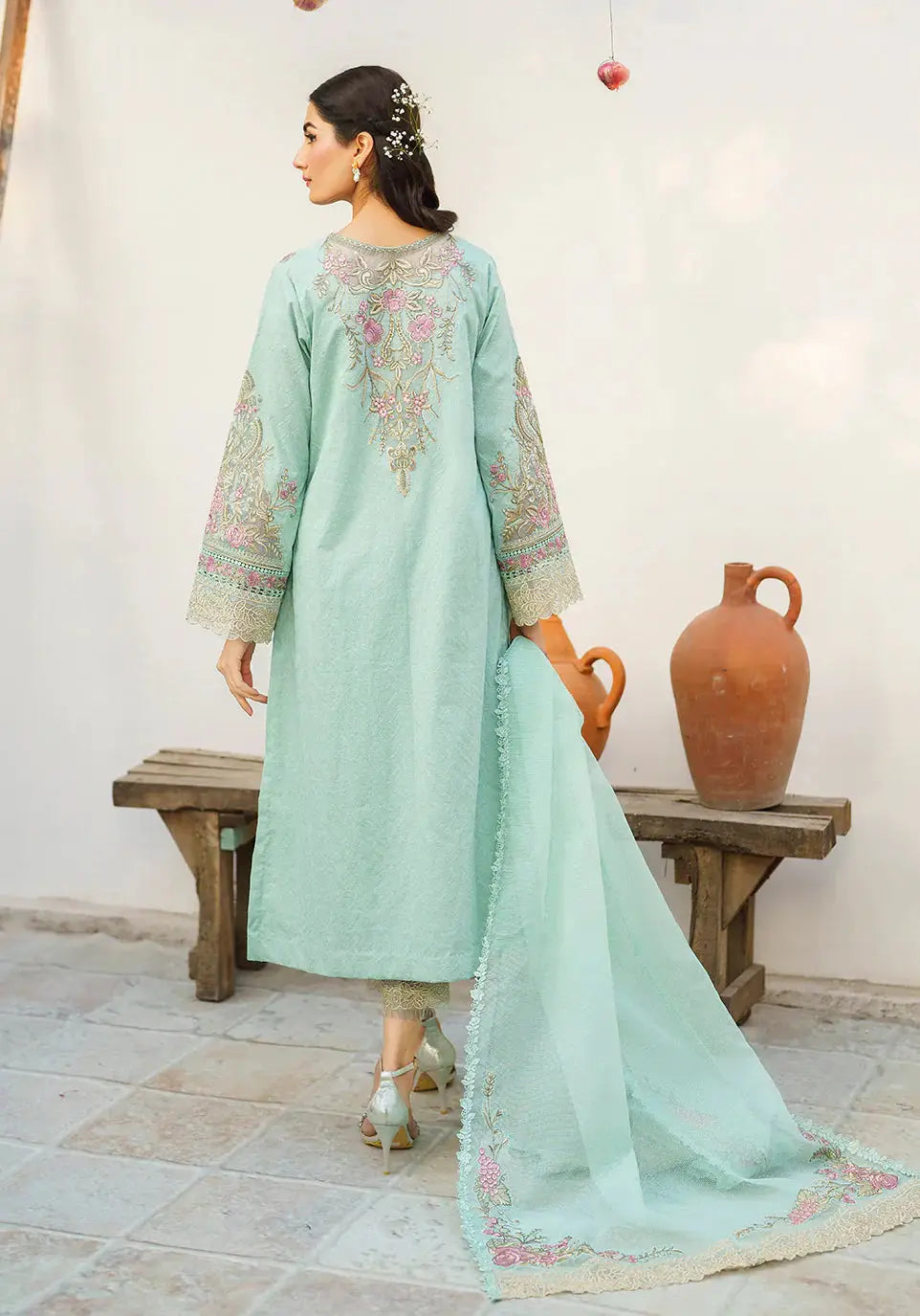 Zarqash | Belle Ame 24 | BL 006 Aqua Blue - Pakistani Designer Dress - by Zarqash | Type: Luxury - 100% Original at Saira Sultan