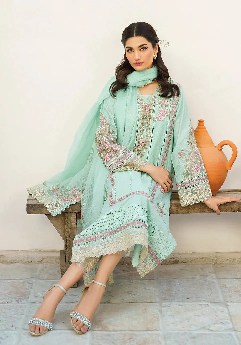 Zarqash | Belle Ame 24 | BL 006 Aqua Blue - Pakistani Designer Dress - by Zarqash | Type: Luxury - 100% Original at Saira Sultan