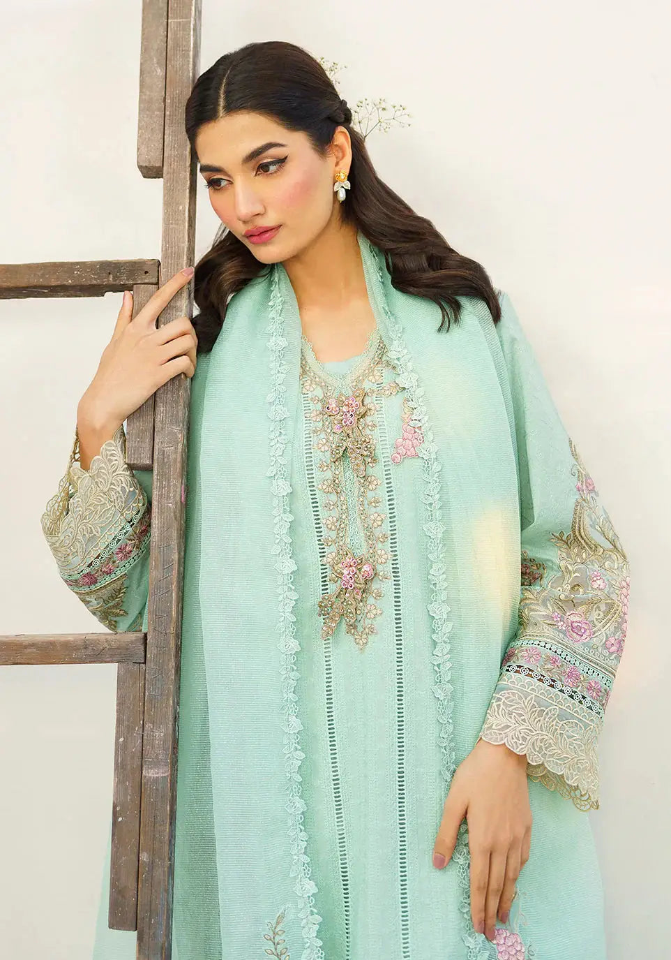 Zarqash | Belle Ame 24 | BL 006 Aqua Blue - Pakistani Designer Dress - by Zarqash | Type: Luxury - 100% Original at Saira Sultan
