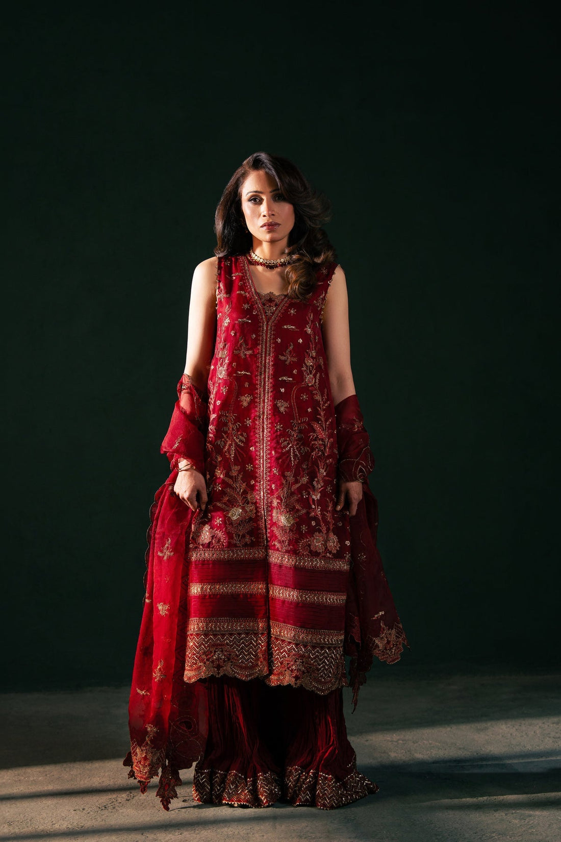 Malook | Rashq e Qamar | Serena XS Maroon Organza
