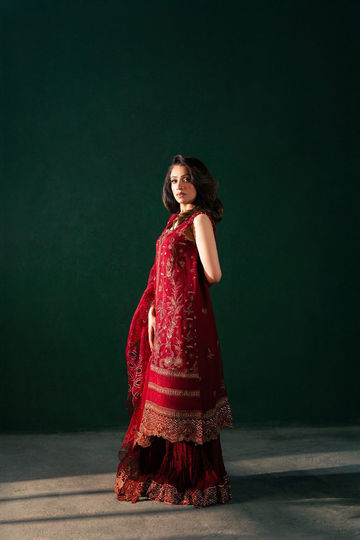 Malook | Rashq e Qamar | Serena M Maroon Organza