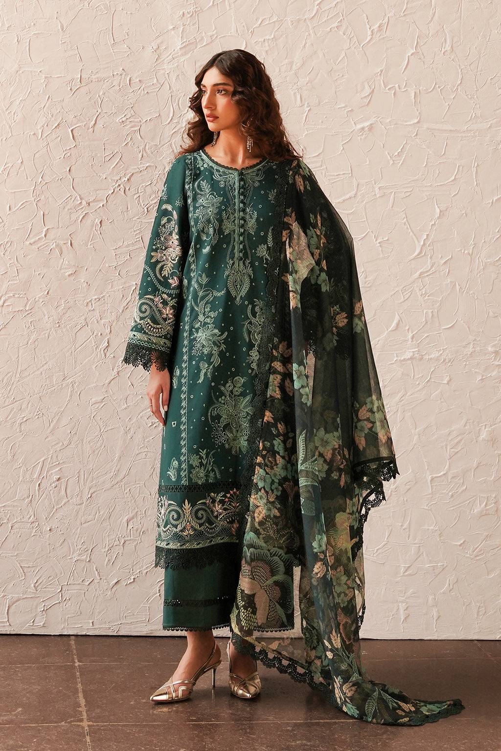 Afrozeh | Chikankari Lawn 24 | Viridian - Pakistani Designer Dress - by Afrozeh | Type: Luxury - 100% Original at Saira Sultan