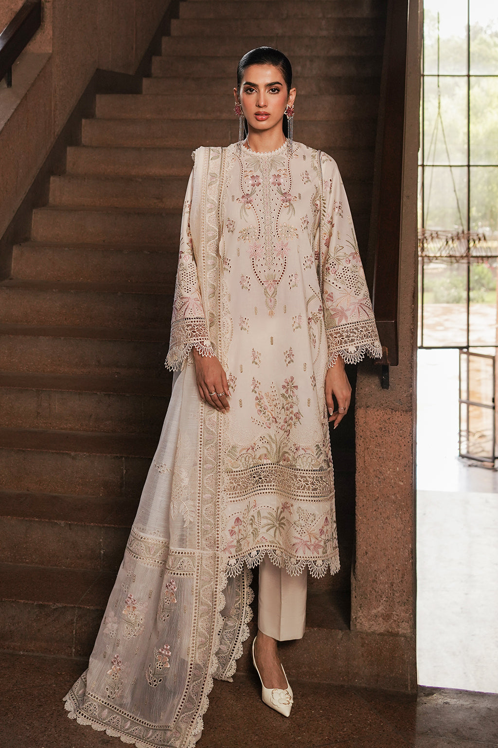 Afrozeh | Chikankari Lawn 24 | Gypsum - Pakistani Designer Dress - by Afrozeh | Type: Luxury - 100% Original at Saira Sultan